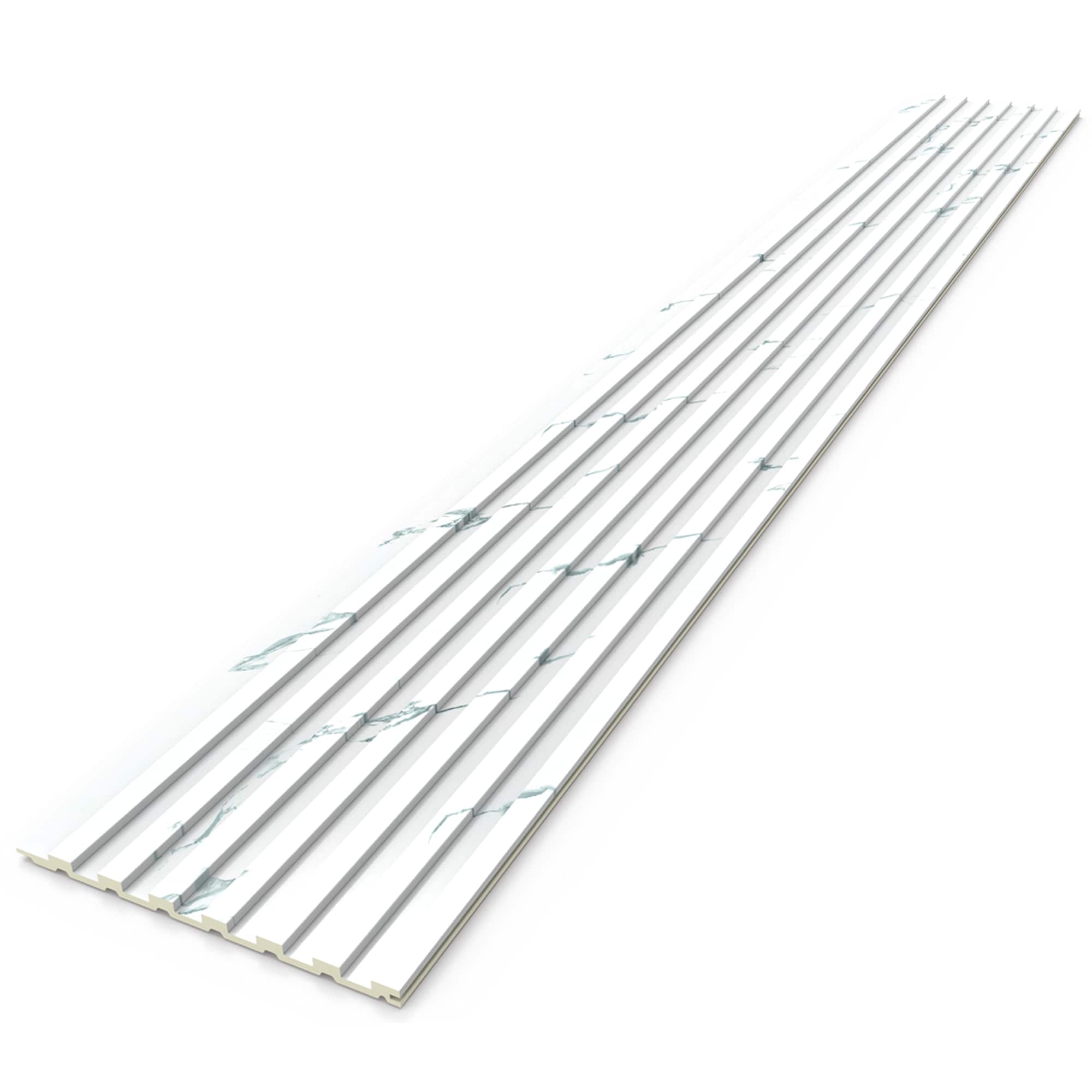 SUNWINGS APLX-GRY-4 4-ft Fluted Carrara White Vinyl Shiplap Wall Plank ( 8 -Pack , Covers 15.55-sq ft )
