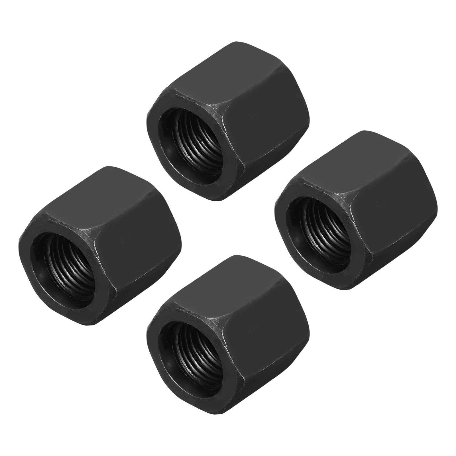 Unique Bargains M14x1.5mm Hex Coupling Nuts 20mm/0.8 Inch Fine Thread Black 4pcs #S26090801UX4295