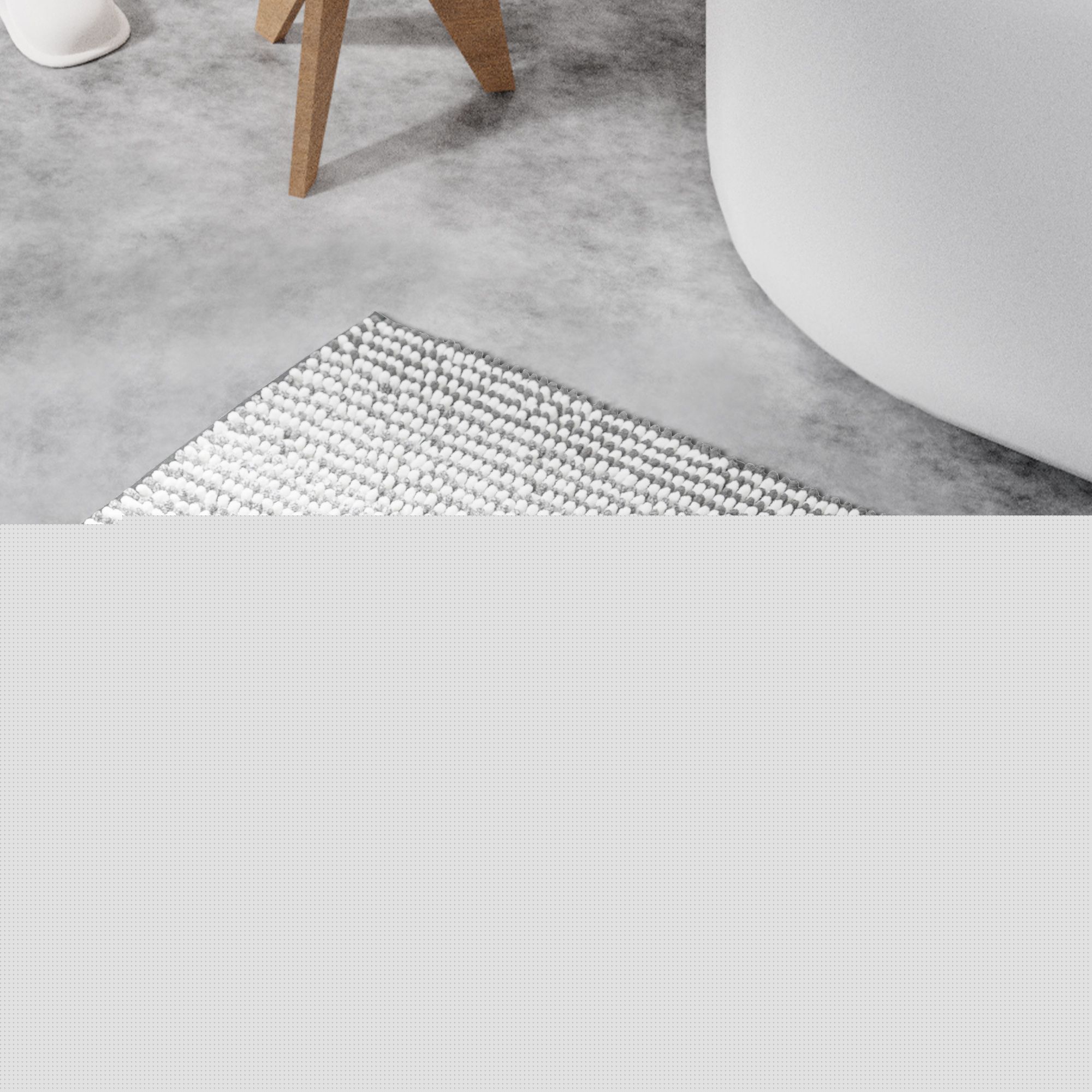 Awesome Home Chenille Ombre 20-in x 32-in Grey Polyester Non-Slip Bath Rug