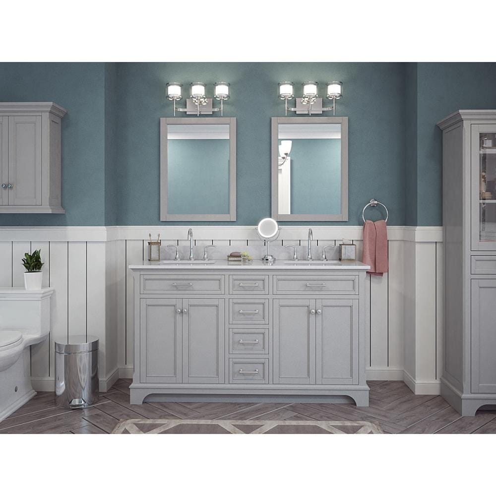 allen + roth Roveland 60-in Light Gray Undermount Double Sink Bathroom ...