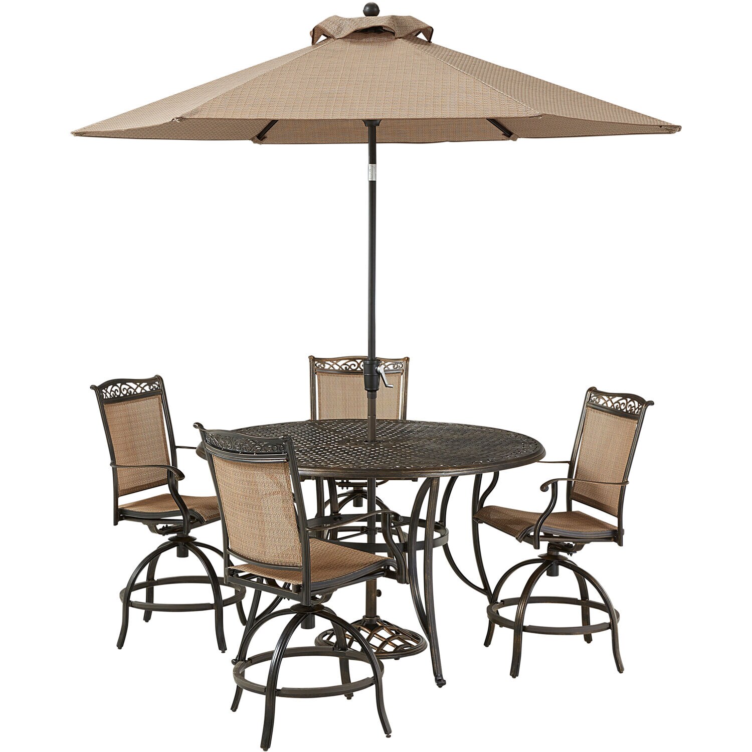 Hanover FNTDN5PCPBRC-SU 5-Piece Tan Wicker Patio Dining Set