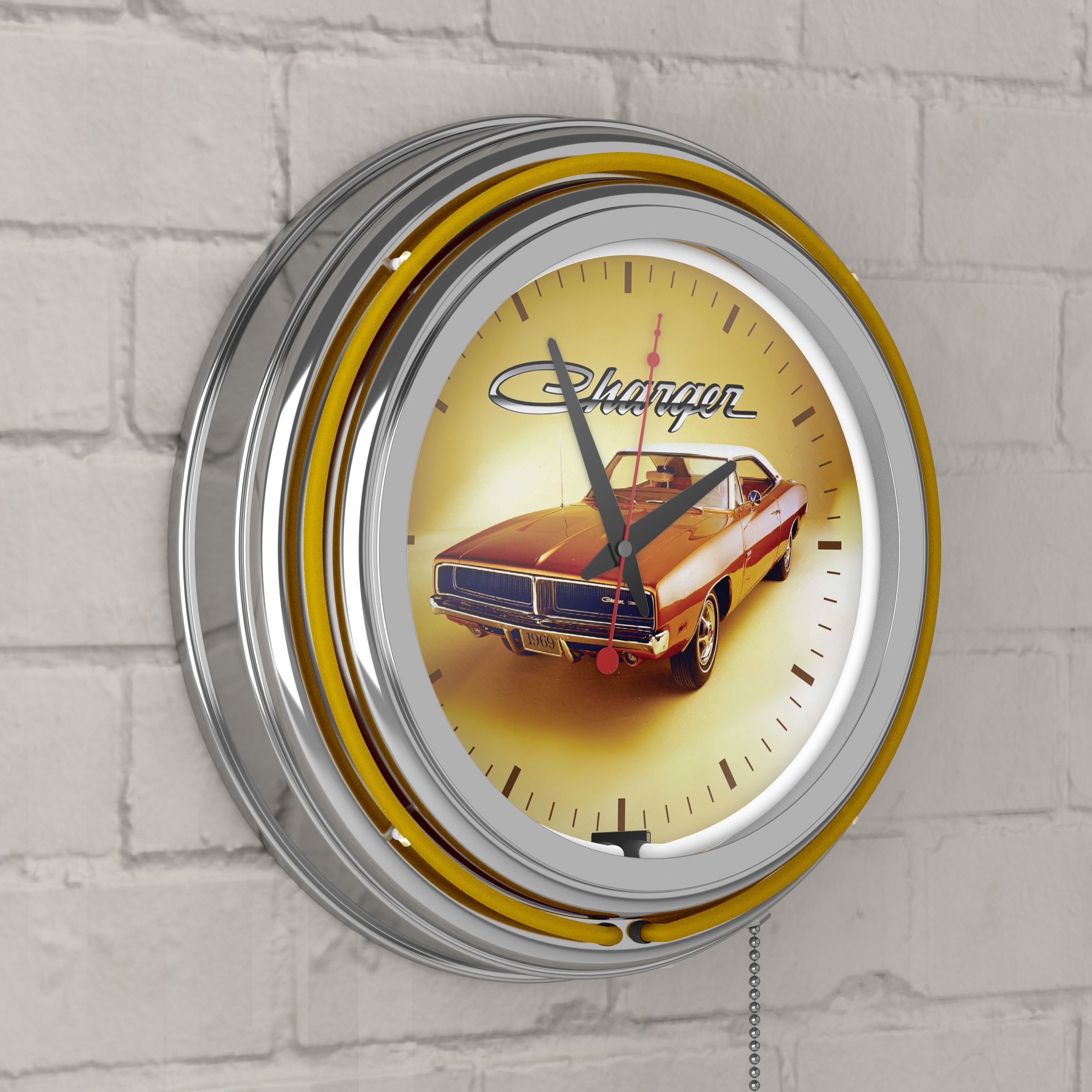 Trademark Gameroom Dodge Chrome Double Rung Neon Clock - 69