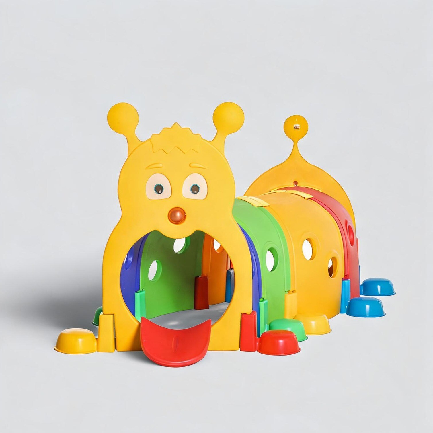 Watnature - Colorful crawl-through caterpillar tunnel plastic 4 reconfigurable sections for indoo...