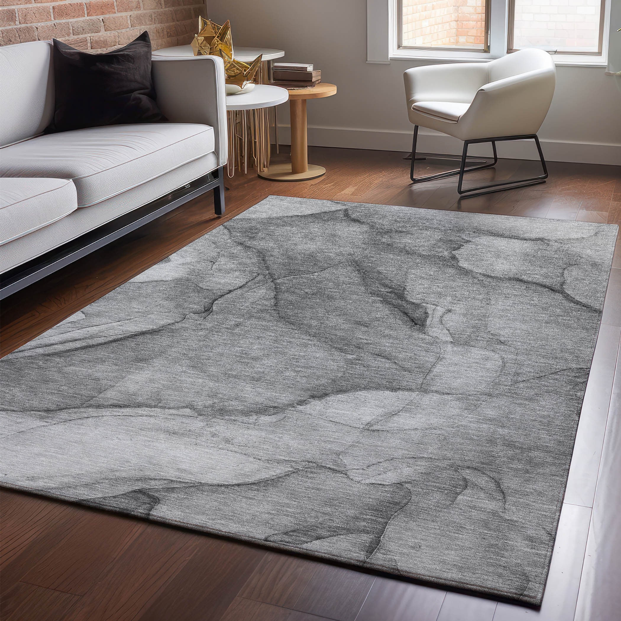 Addison Rugs AMF607GY5X8 Mayfield AMF607GY 5 x 7 (ft) Loomed Polyester Gray Rectangular Indoor Geometric Machine washable Area rug