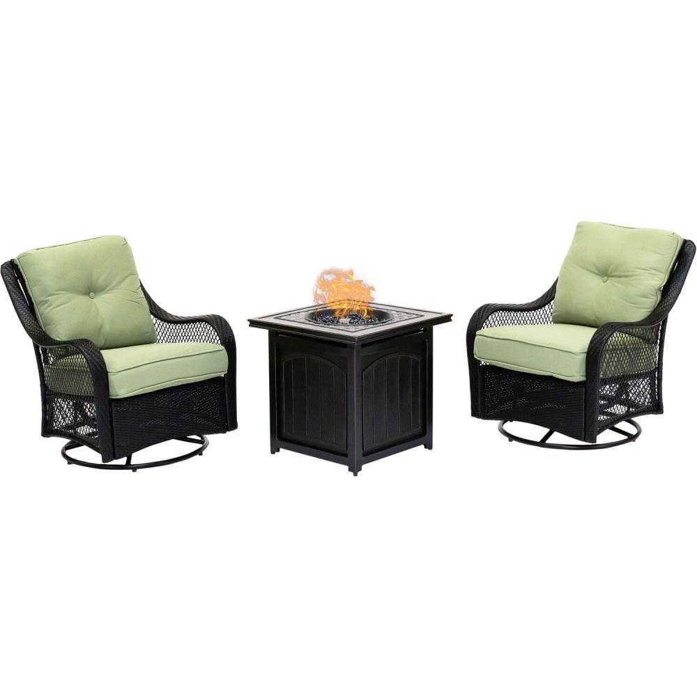Hanover ORL3PCFPSQ-GRN Orleans 3-Piece Patio Conversation Set with Green Cushions