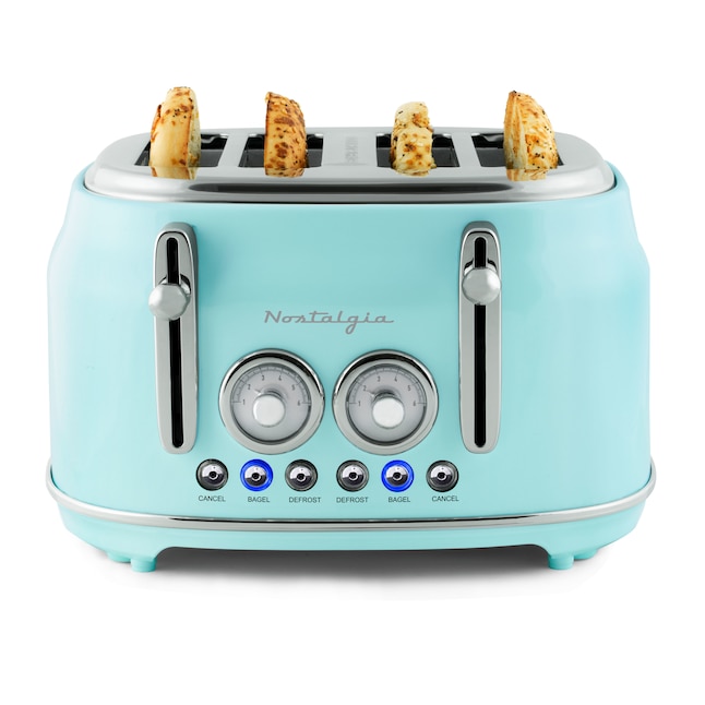 Nostalgia Classic Retro 4-Slice Toaster, Aqua - One-Sided Toasting, UL  Safety Listed, Extra-Wide Slots, 5 Toasting Levels - Blue Toaster in the  Toasters department at