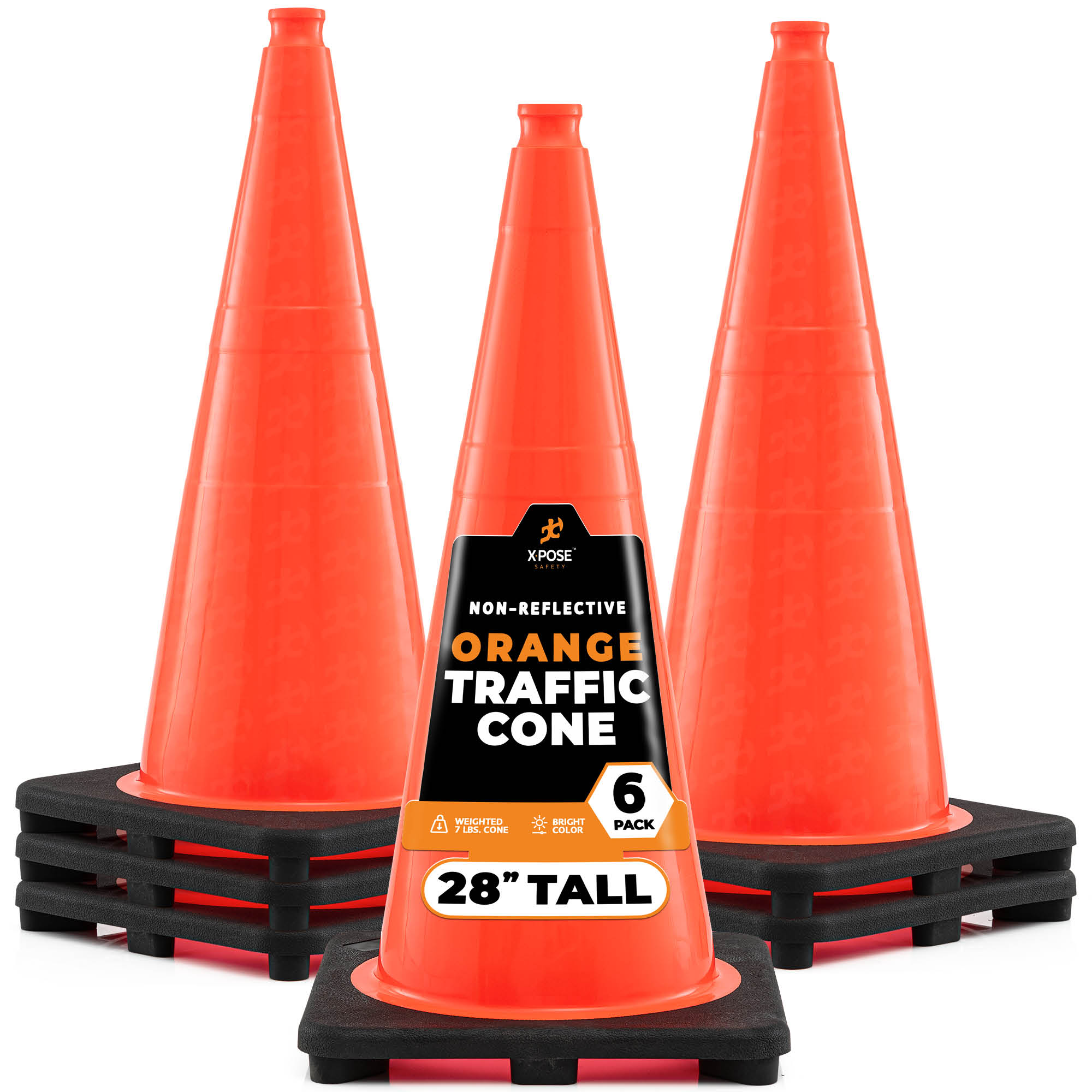 XPOSE SAFETY OTC28-6-X-S 6 -Pack 36-in Orange Traffic safety cone