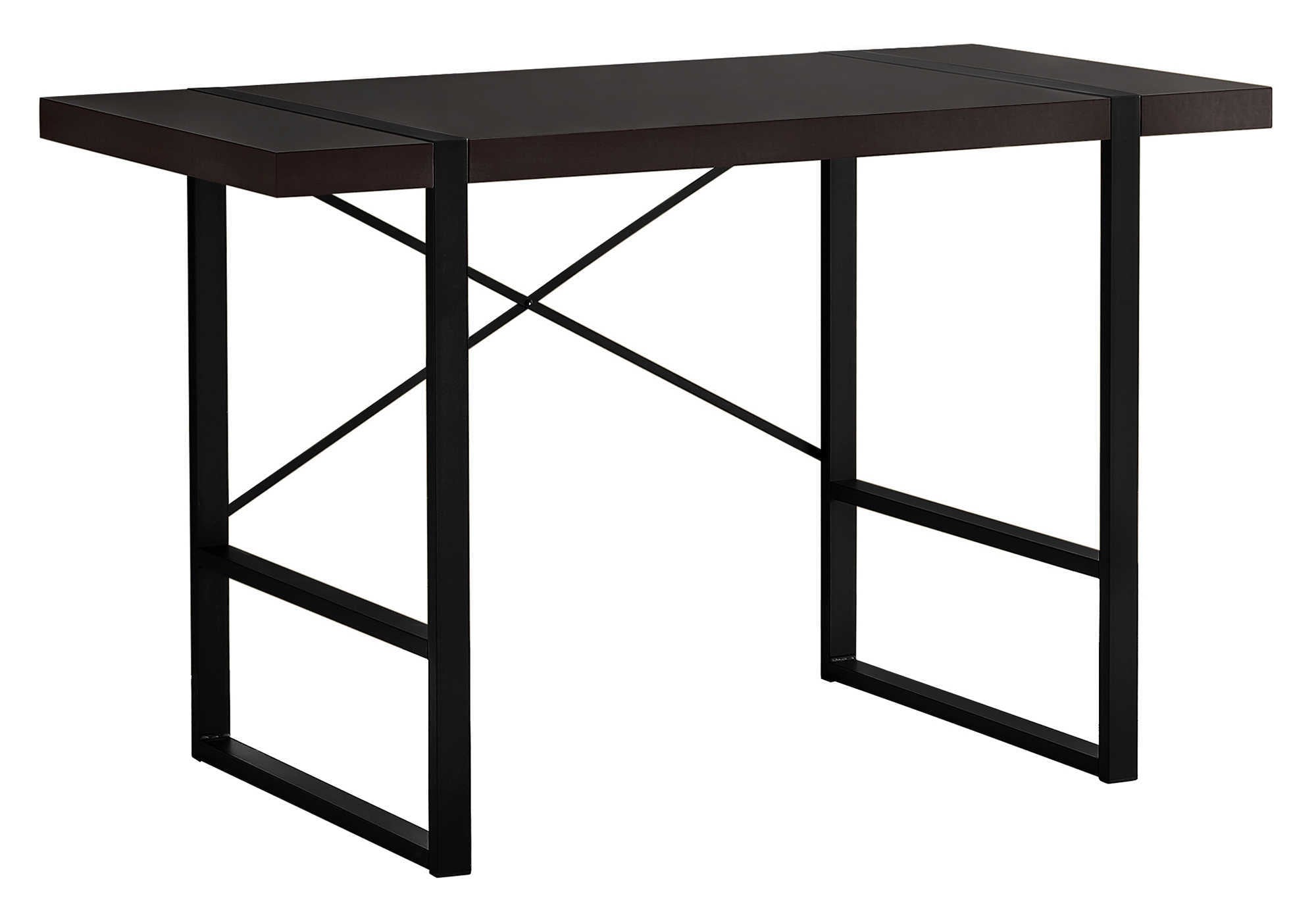 Tatayosi JL-219687 48 Inch Espresso Industrial Computer Desk with X Brace and Black Metal Frame