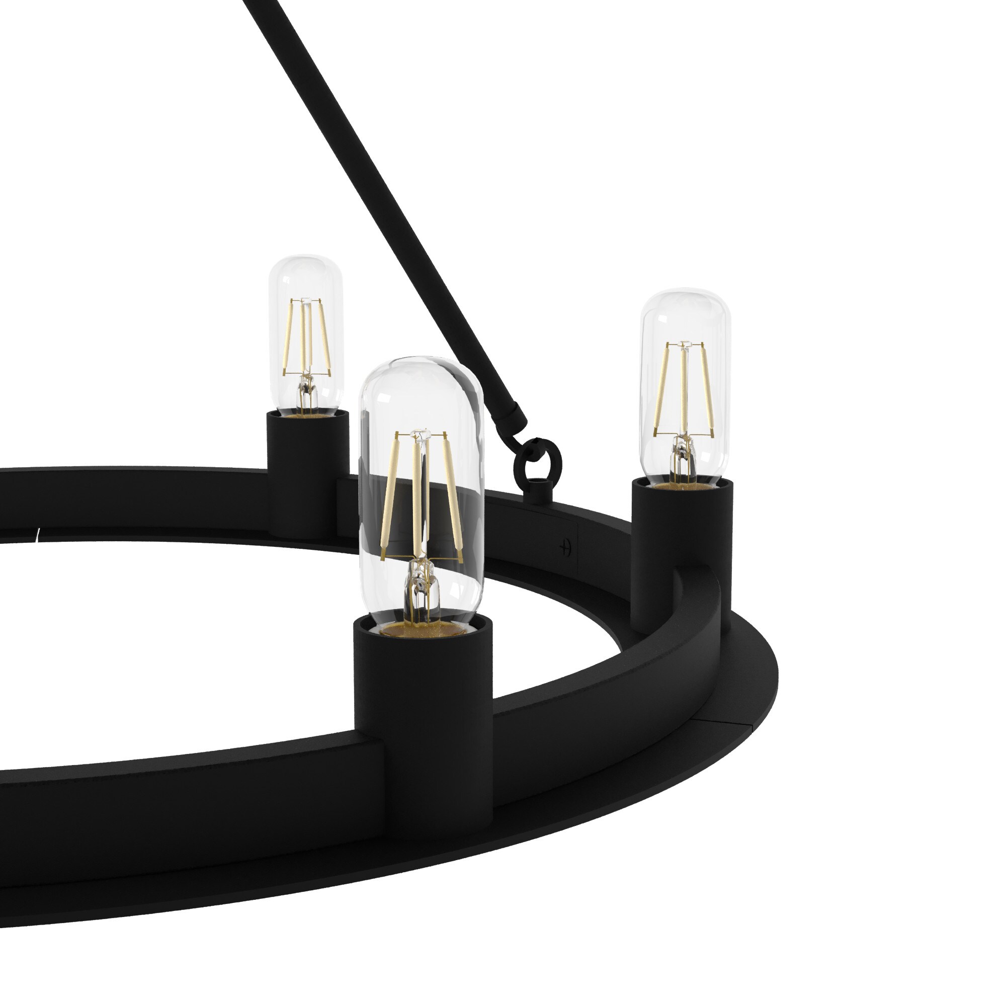 Black Iron Drum Chandelier with Adjustable Chain