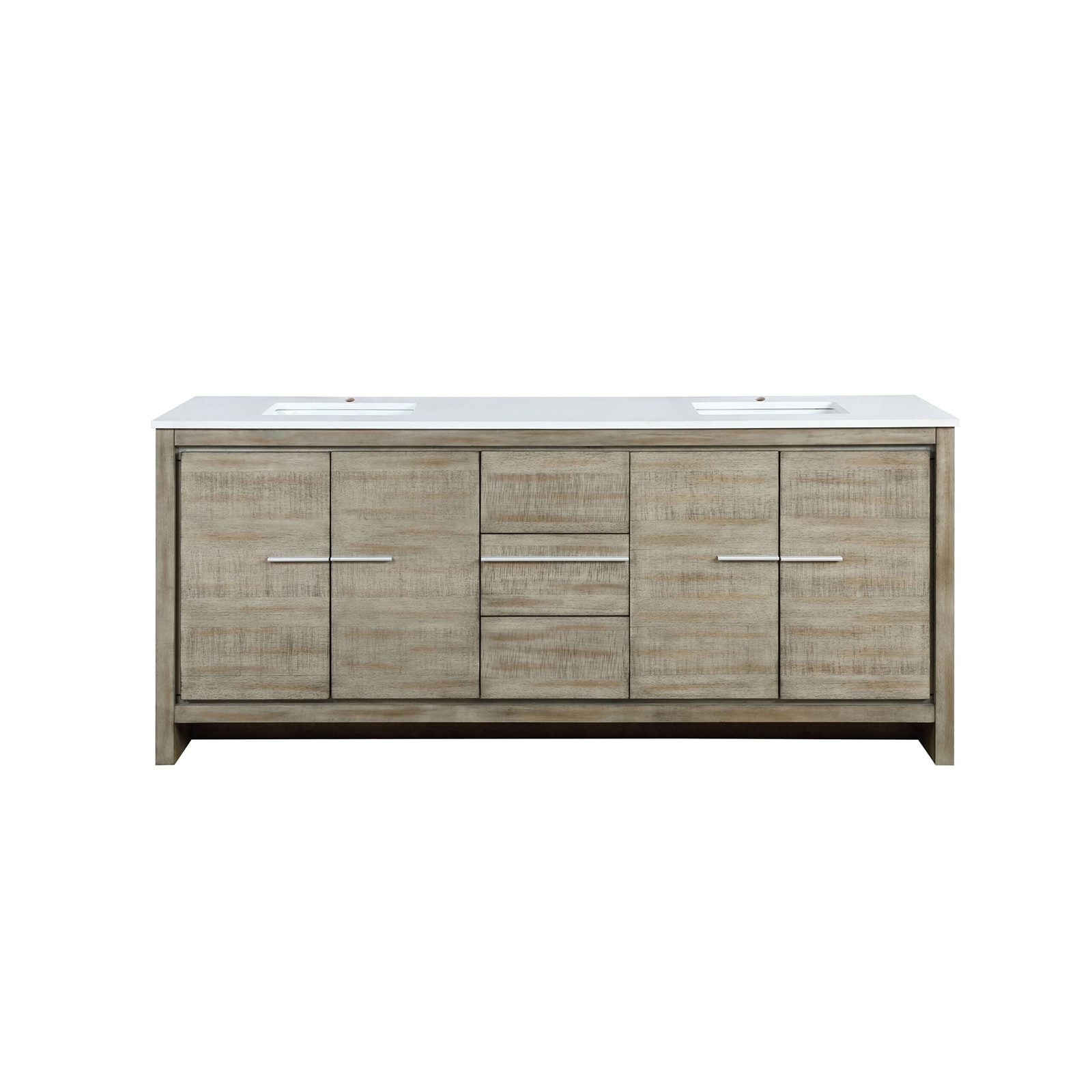 Lexora LVLF80DRA300 Lafarre 80-in Rustic Acacia Undermount Double Sink Bathroom Vanity with White Cultured Marble Top