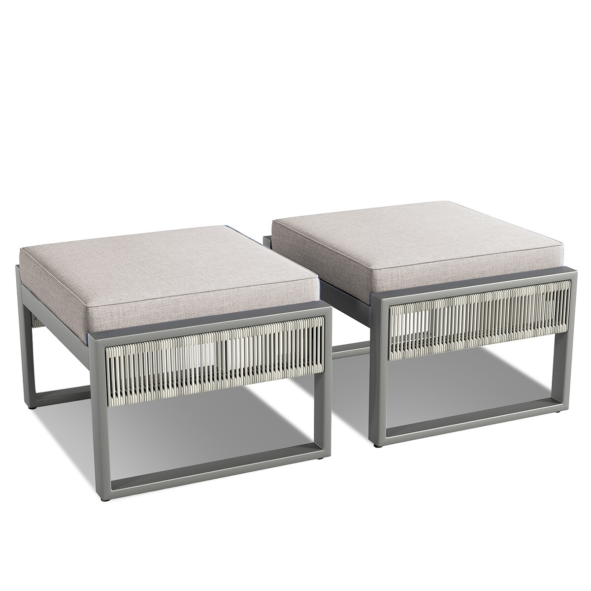 Rilyson FSFHGW40-8 Exposed Tube 2 -Pack Light Beige Steel Ottoman