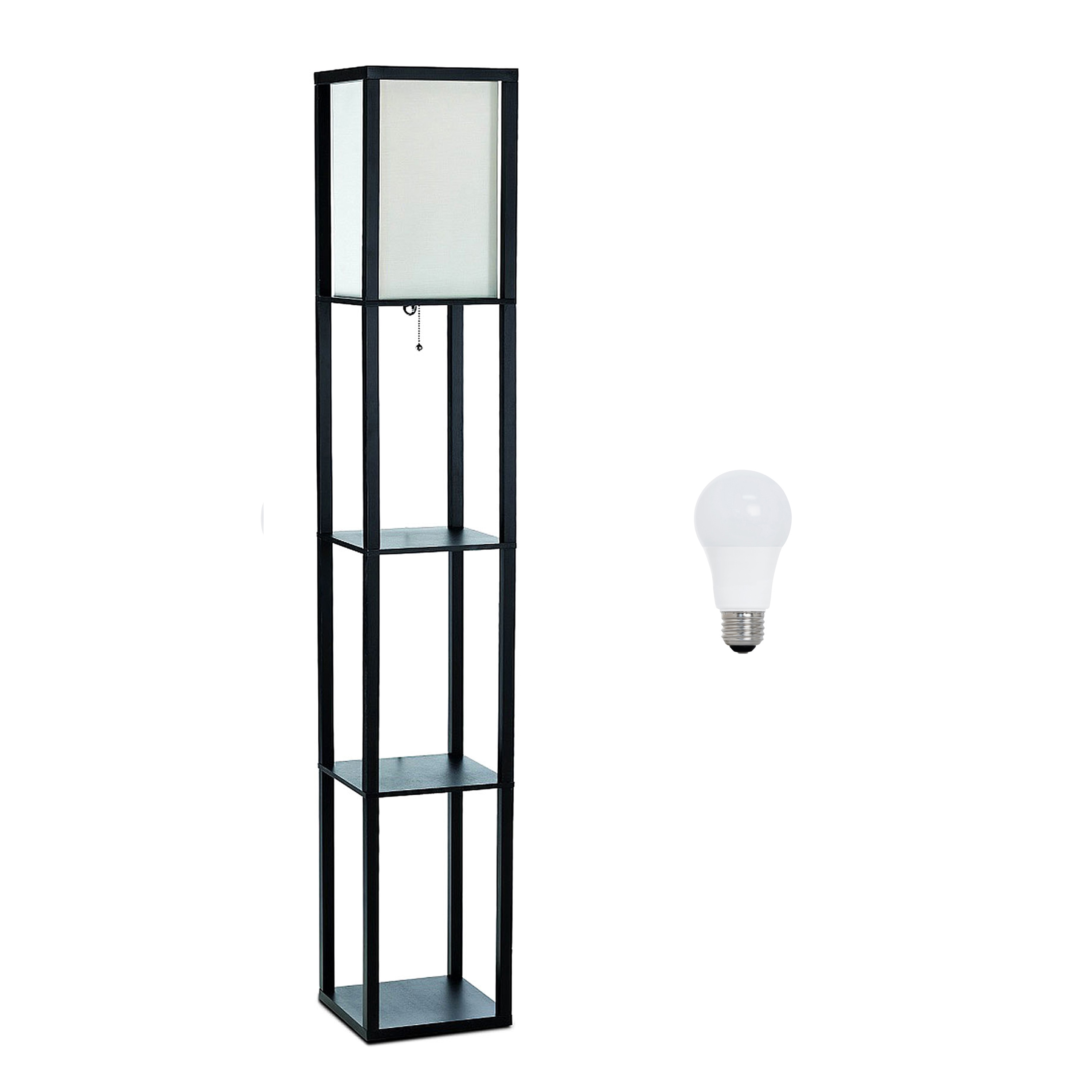 Creekwood Home CWF-3007-BK-LB Classix 62.5-in Black Standard Floor Lamp with Linen Shade