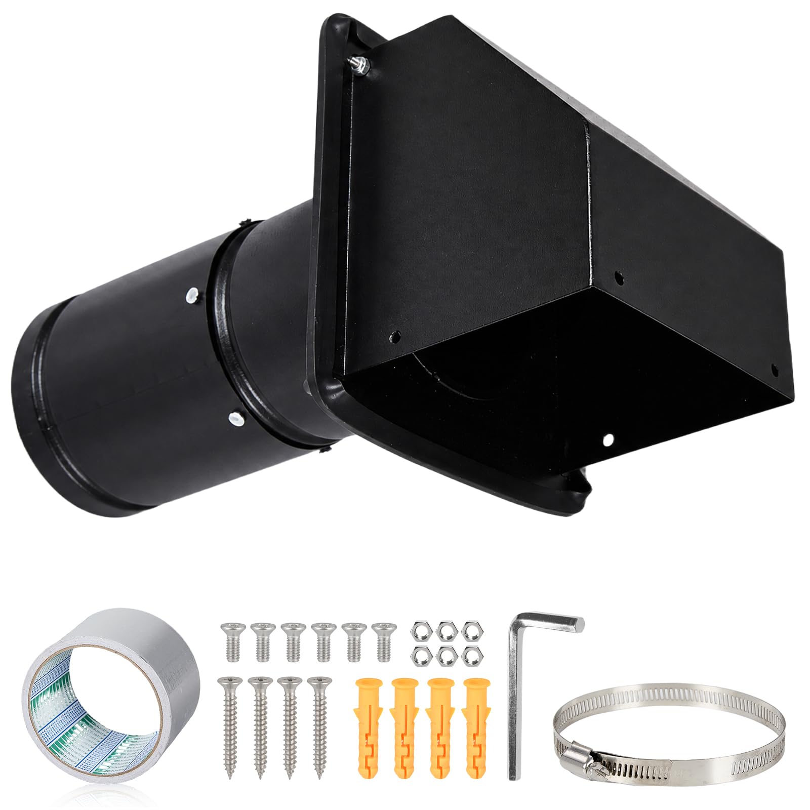 Garvee 4-in Dia Galvanized Steel Exterior Wall Vent Cover with Hooded Cap and Damper