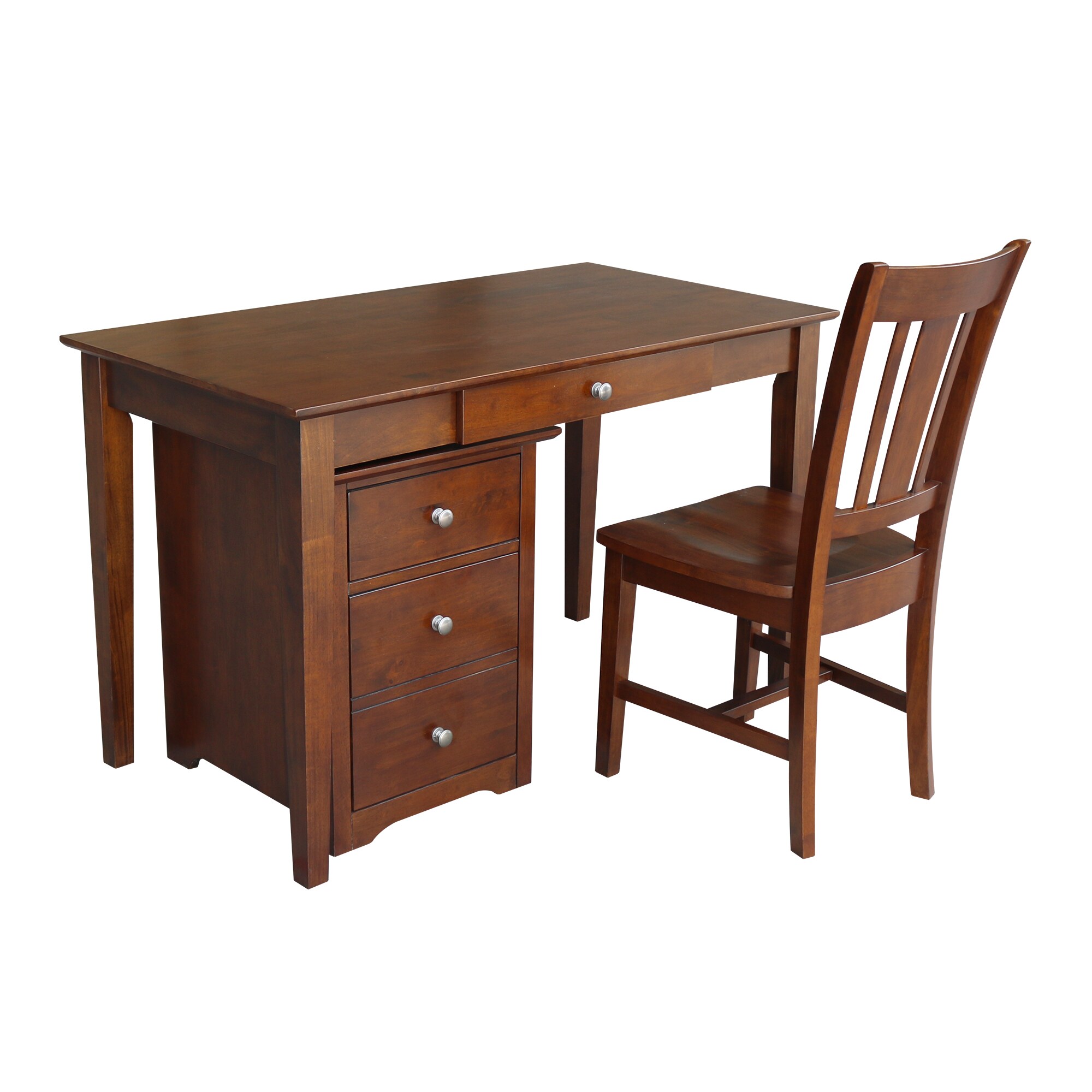 Solid Wood Framed 51 Study Desk and Hutch Set in Natural Finish