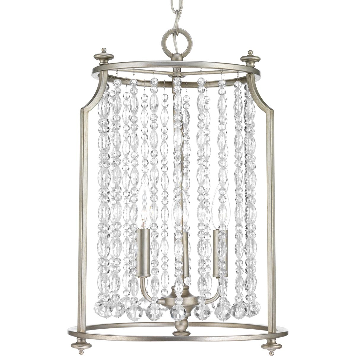 Progress Lighting P500085-134 Desiree 3-Light Silver Ridge Transitional Cylinder Hanging Pendant Light