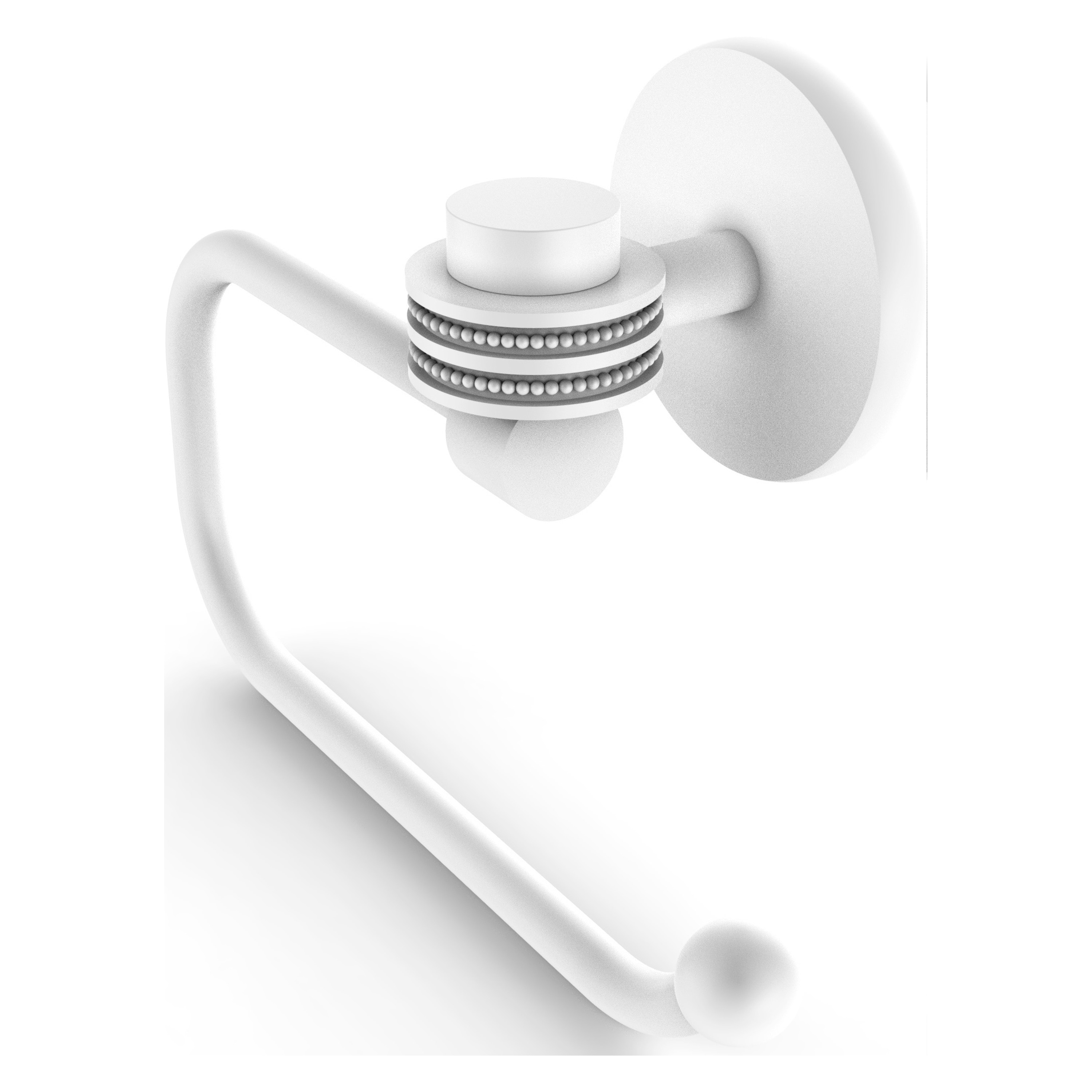 Allied Brass 7124ED-WHM Satellite Orbit One Matte White Wall mount Single post Toilet Paper Holder 1 -Rolls with Storage