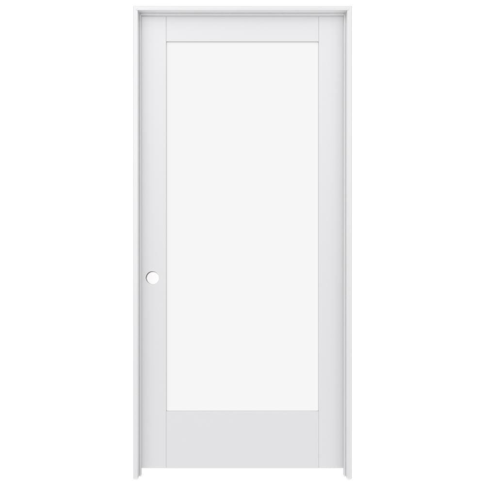 JELD-WEN 36-in x 80-in Solid Core 1-panel Square Clear Glass Right Hand ...