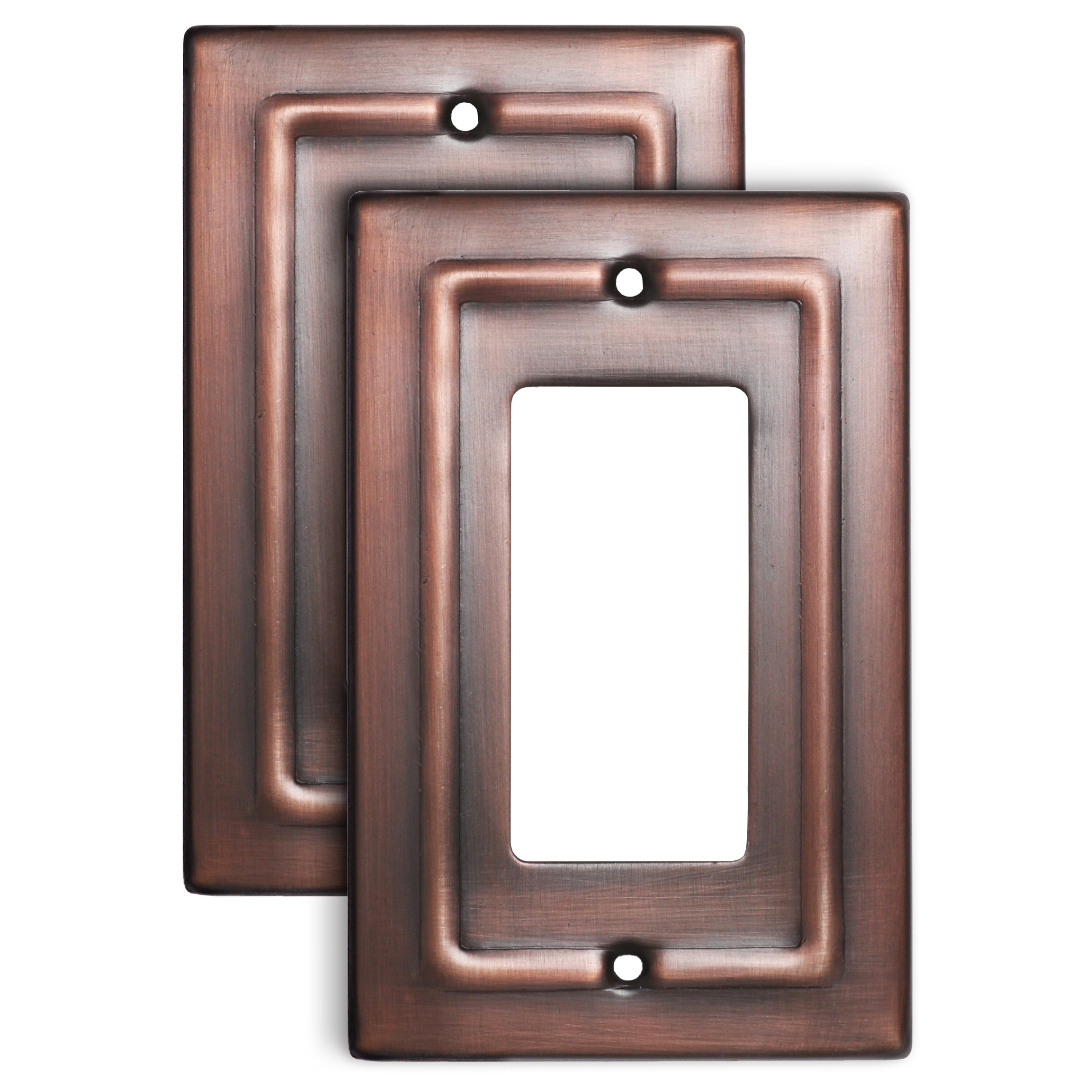 Monarch Abode 19657 Antique Copper Finish Architectural 1 -Gang Standard Size Copper Metal Indoor Decorator Wall Plate 2 -Pack