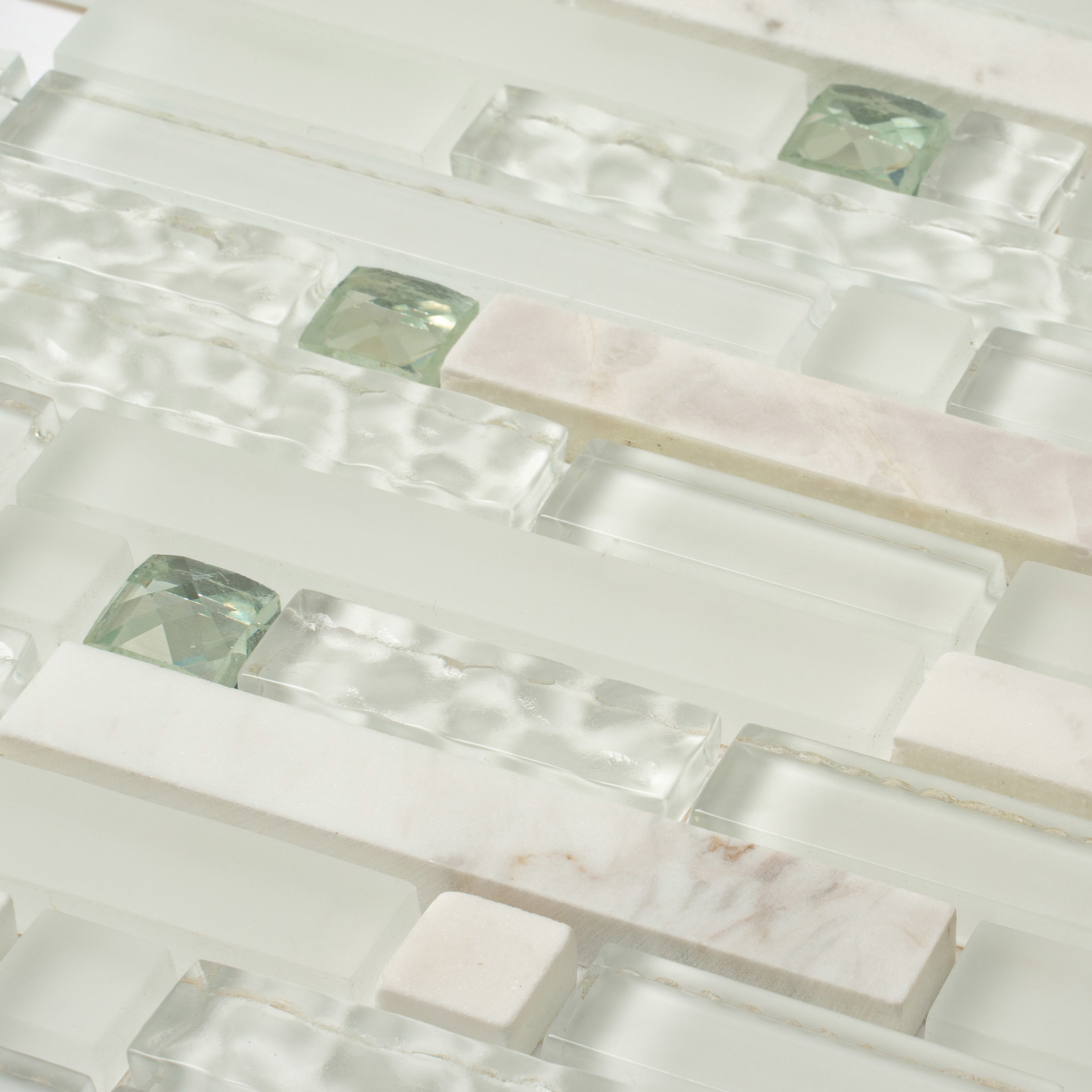 Apollo Tile (Sample) Wall Tile White 4-in x 6-in Multi-finish Glass/Metal/Stone Marble Linear Mosaic Wall Tile