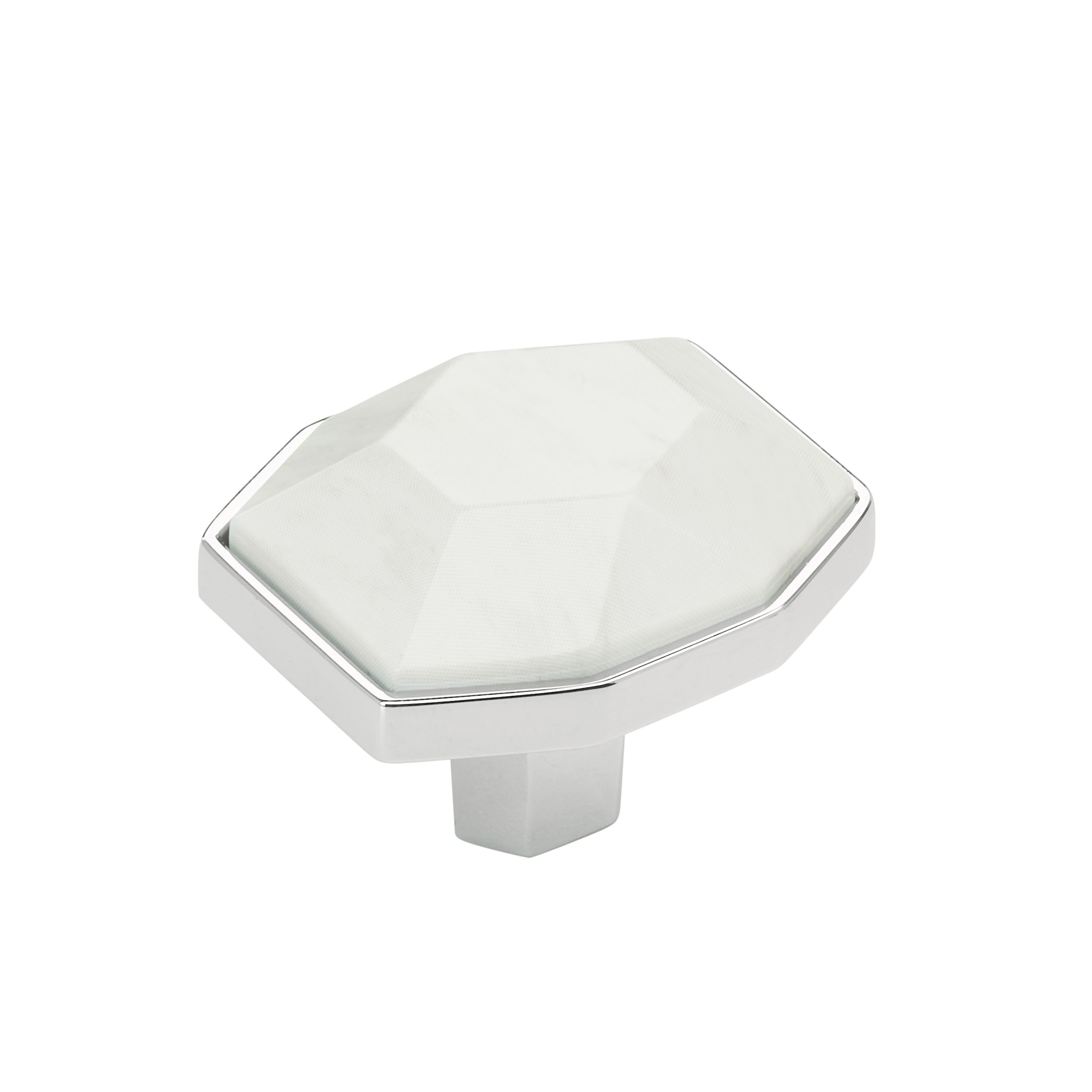 Amerock BP36638MW26 Carrione 1-5/8-in Marble White/Polished Chrome Geometric Contemporary Cabinet Knob
