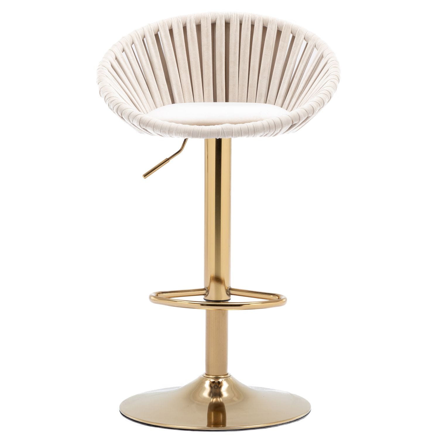 JASMODER W115279841 Velvet Bar Stools Set Of 2 Modern Counter Height Barstools With Low Back Ajustable Swivel Kitchen Bar Chairs With Gold Footrest For Home Bar / Dining Room