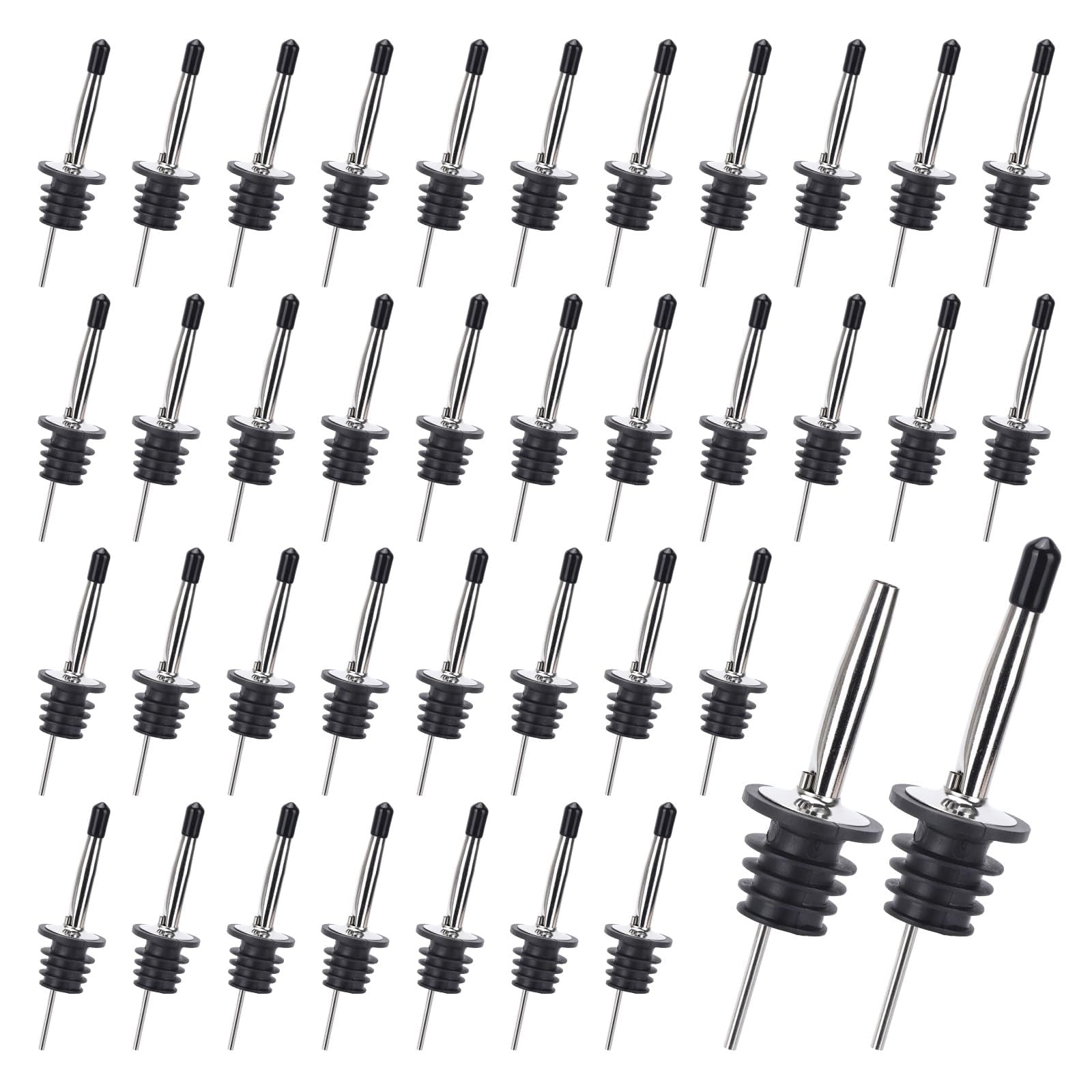 Aoibox  100 Pack Stainless Steel Liquor Bottle Pour Spouts with Dust Caps for Bars Restaurants Home Bartenders