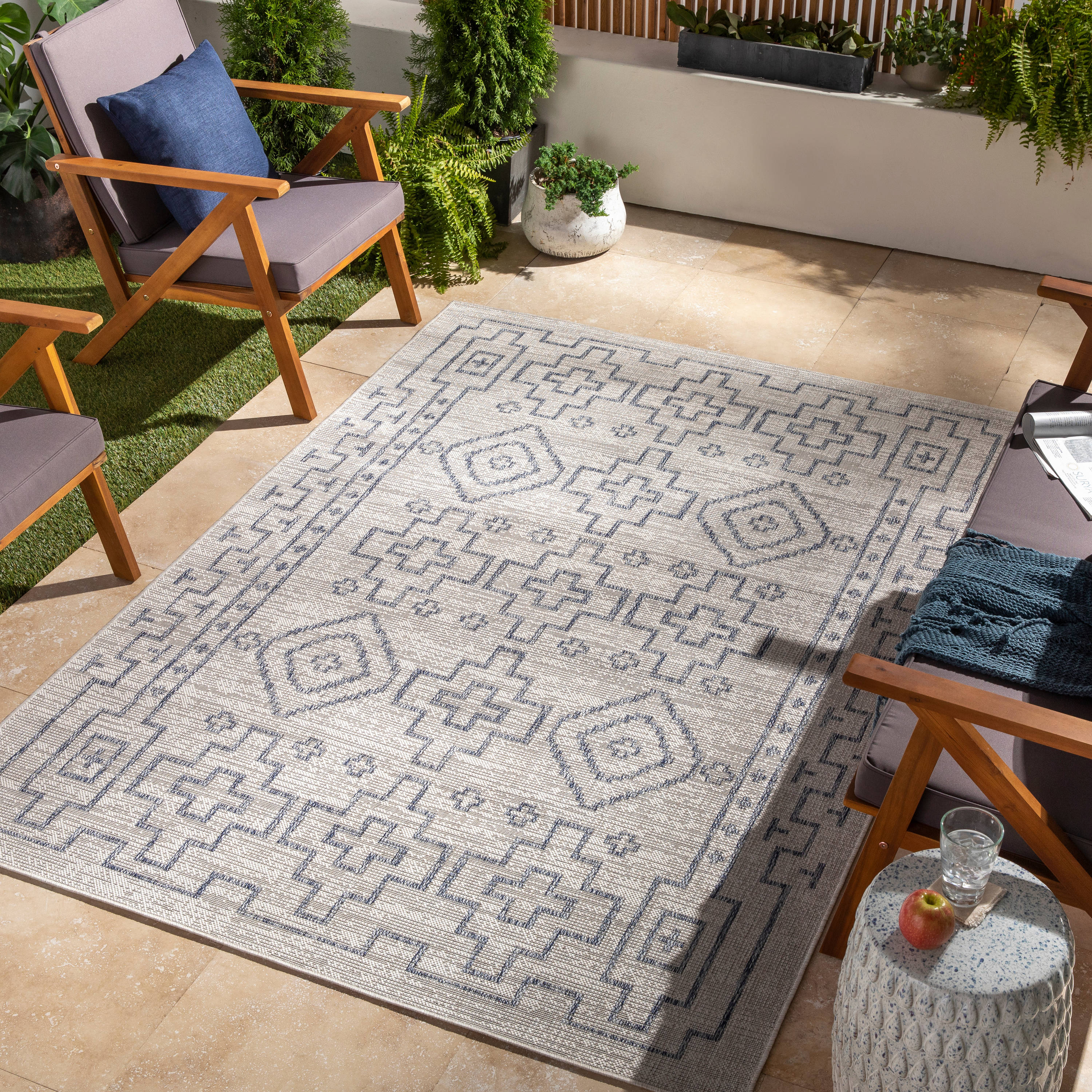Livabliss TRG2316-537 Tuareg 5 x 7 (ft) Polypropylene Blue Rectangular Indoor/Outdoor Tribal Global Area rug