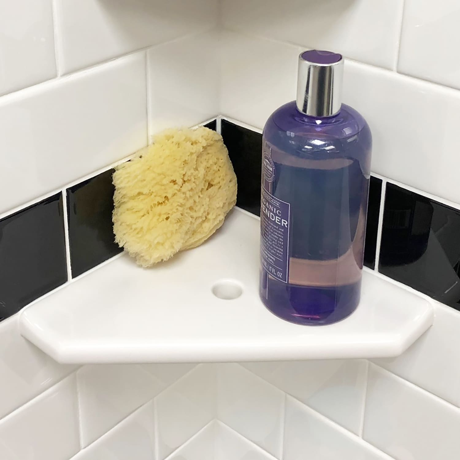 Questech 8 inch Corner Shower Shelf and 5 inch Shower Caddy Soap Dish -  Polished Bright White Wall Mounted Bathroom Organizer Geo