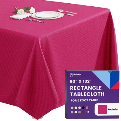 Gee Di Moda Rectangle Tablecloth - 90 x 132 Inch Fuchsia Rectangle Table Cloth - Heavy Duty Washable Fabric - for Buffet Table Holiday Party Dinner Wedding and Baby Shower