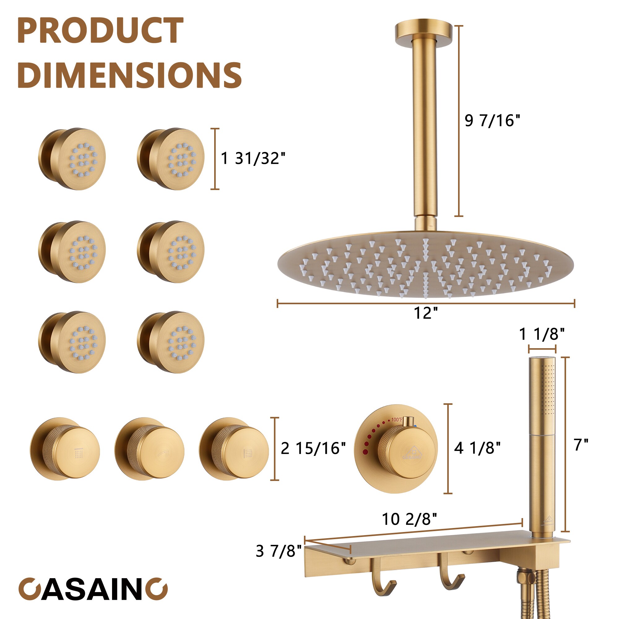 CASAINC TR-ST000050AAB Showerhead-Bar-Panels - View #11