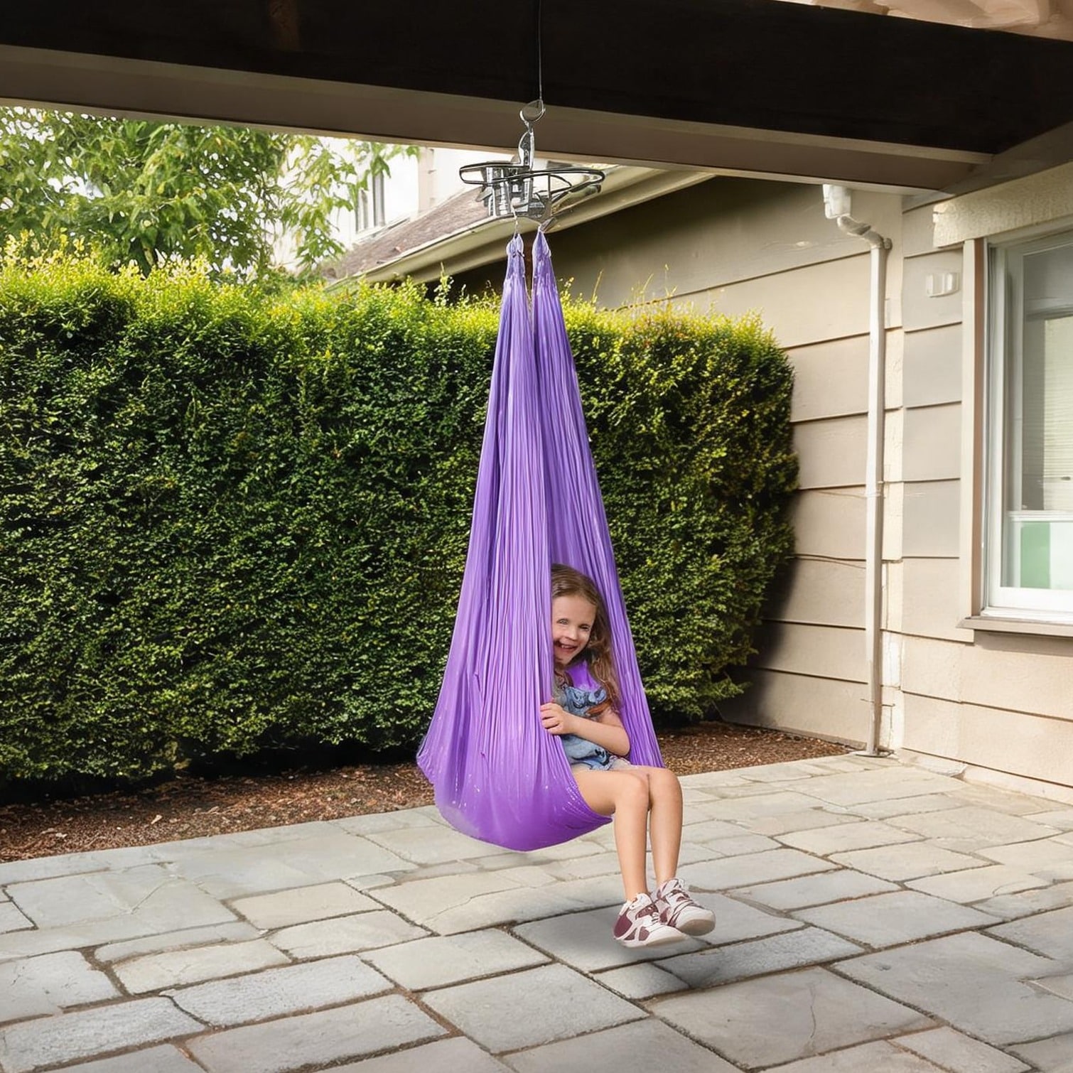 Naturefalls 360 Swivel Sensory Swing with Double-Layer Spandex Cocoon Supports up to 300 lbs Multi