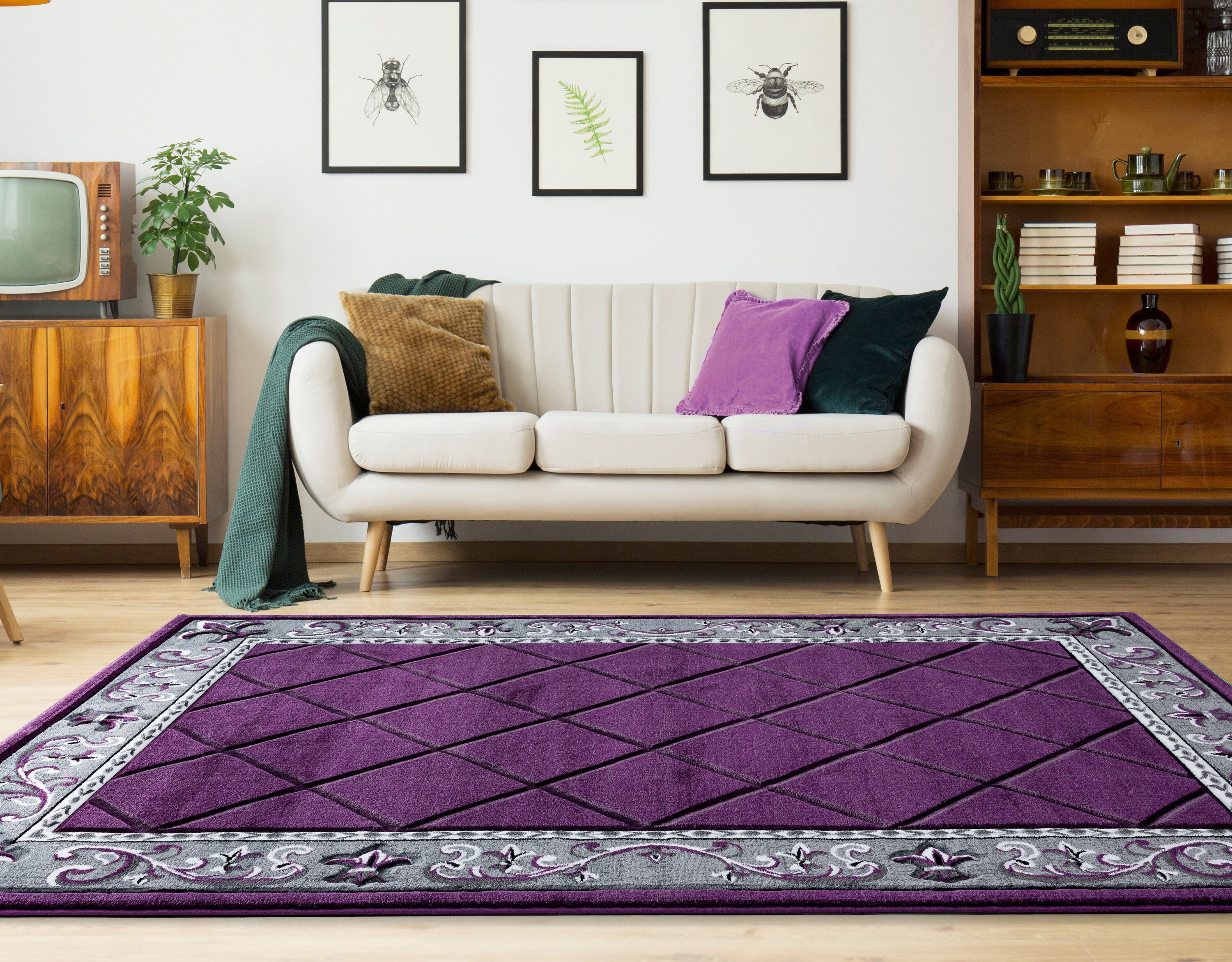 United Weavers Of America 2050 10982 88R Bristol 8 x 8 (ft) Polypropylene Plum Round Indoor Border Area rug