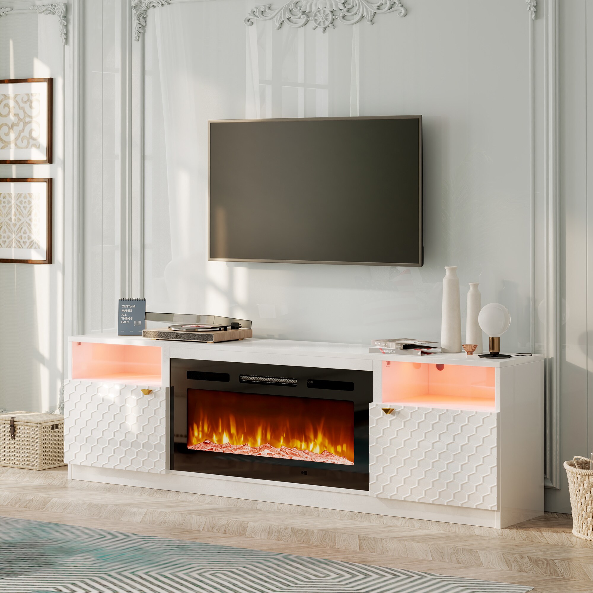 Clihome BL-JHGMA136-WH Electric-Fireplaces - View #3