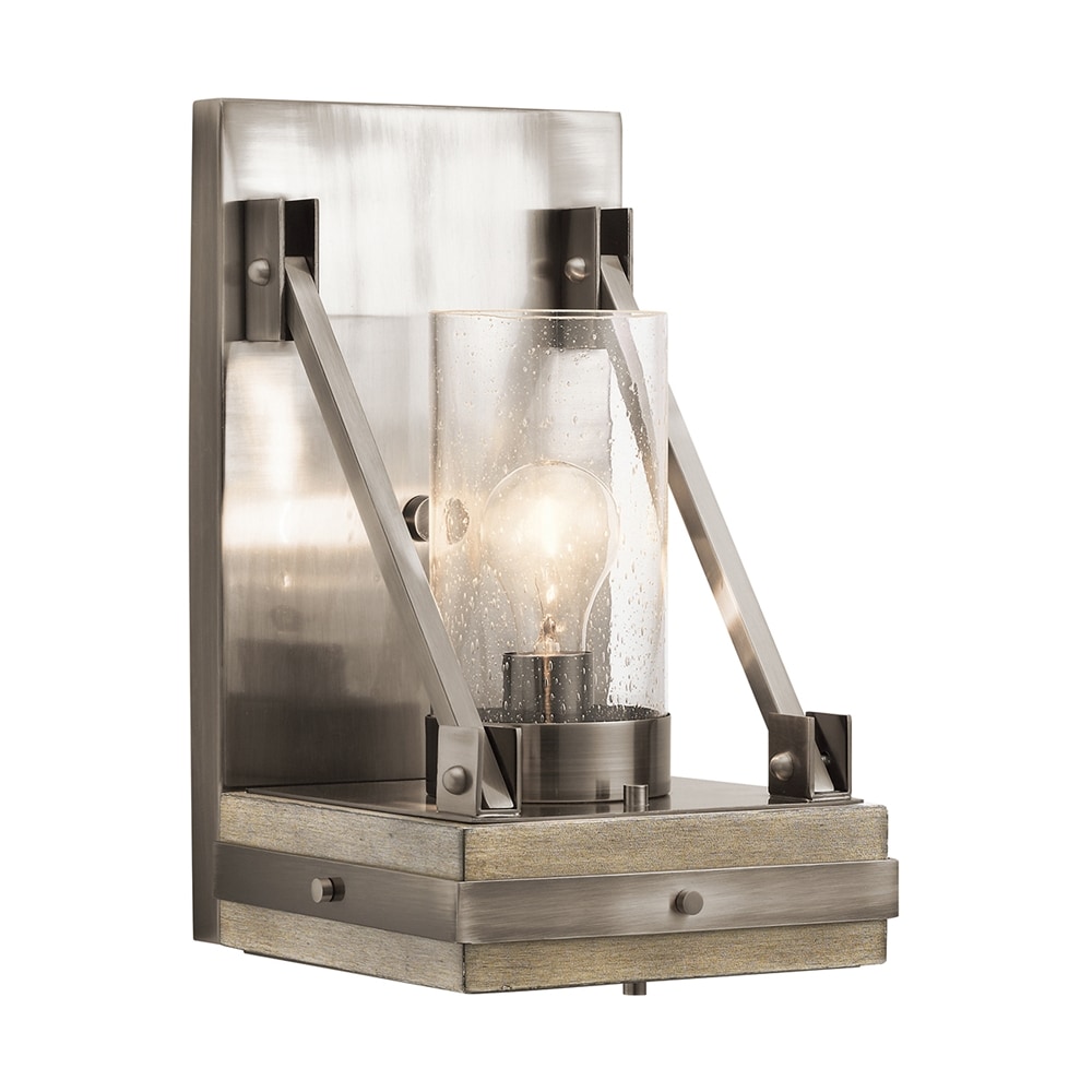 Pewter and Clear Glass Rustic Wall Sconce