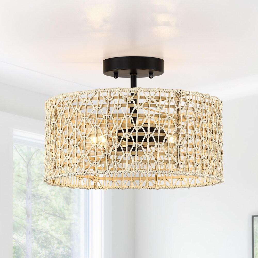 True Fine TD90050FL Riata 2-Light Black LED Semi-Flush mount light