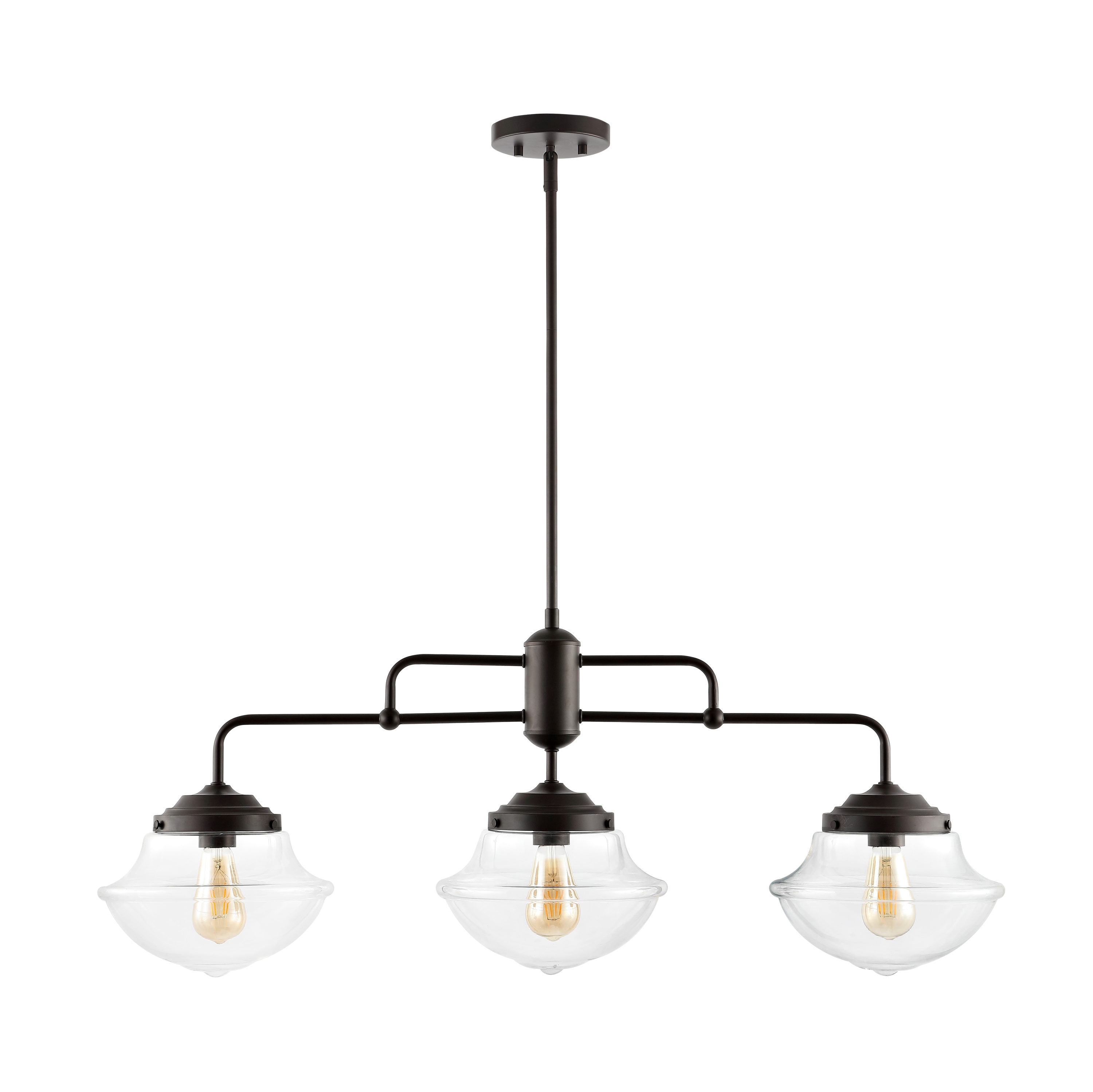 Avery 37.5" Oil-Rubbed Bronze 3-Light Industrial Rustic LED Linear Pendant