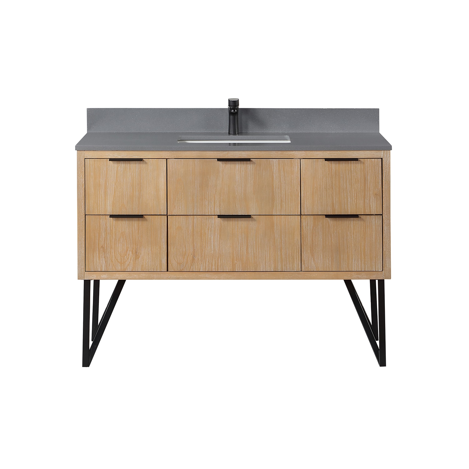 Altair 548048-WP-CG-NM Helios 48-in Weathered Pine Undermount Single Sink Bathroom Vanity with Concrete Gray Engineered Marble Top
