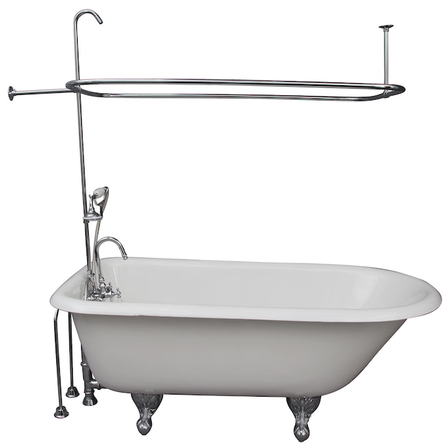 Barclay 30 5 In X 60 75 White Cast Iron Oval Clawfoot Soaking Bathtub With Faucet And Hand Shower Back Center Drain The Bathtubs Department At Lowes Com