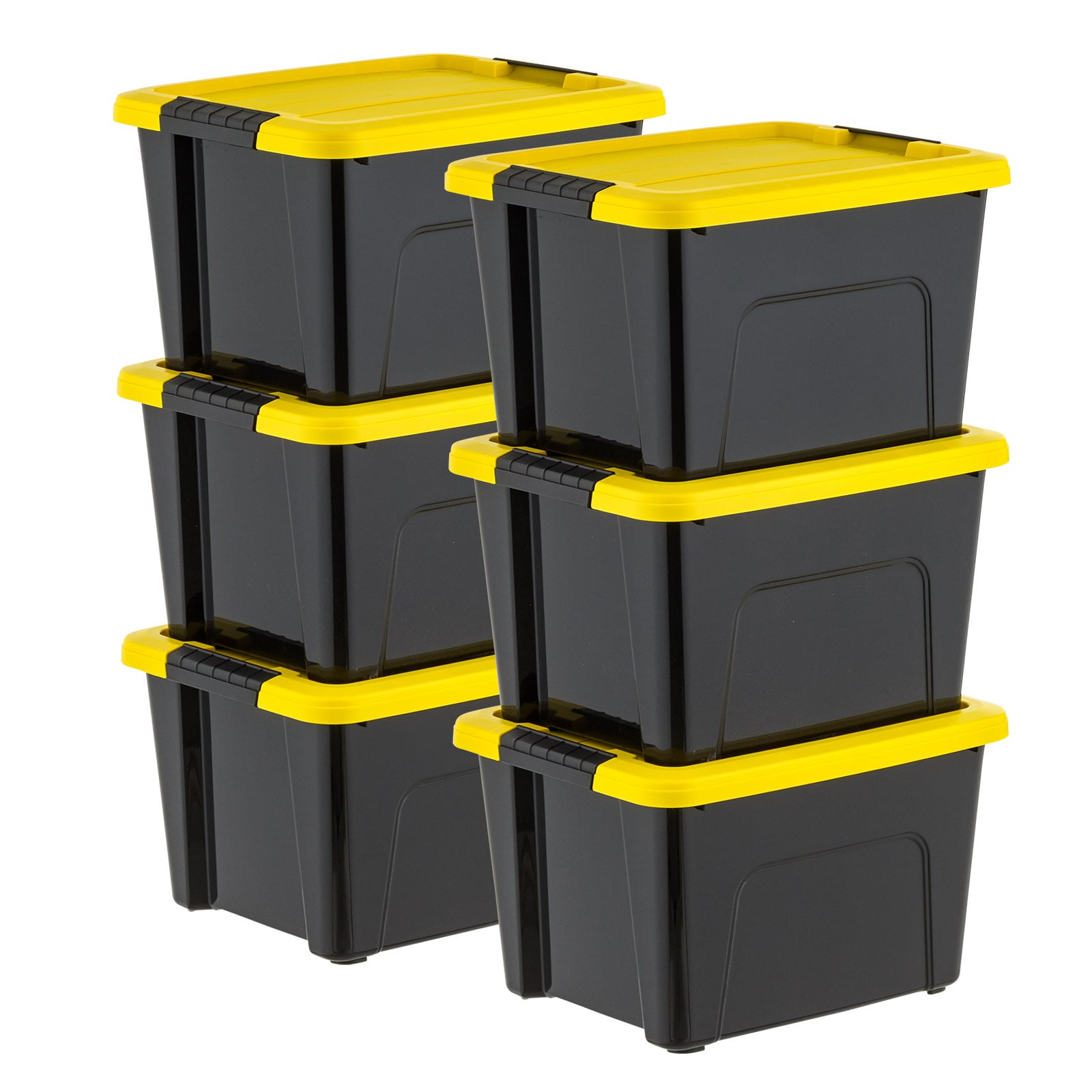 IRIS 500417 6 -Pack Medium 5 -Gallons ( 20 -Quarts ) Yellow Weatherproof Heavy Duty Stackable Tote with Latching Lid
