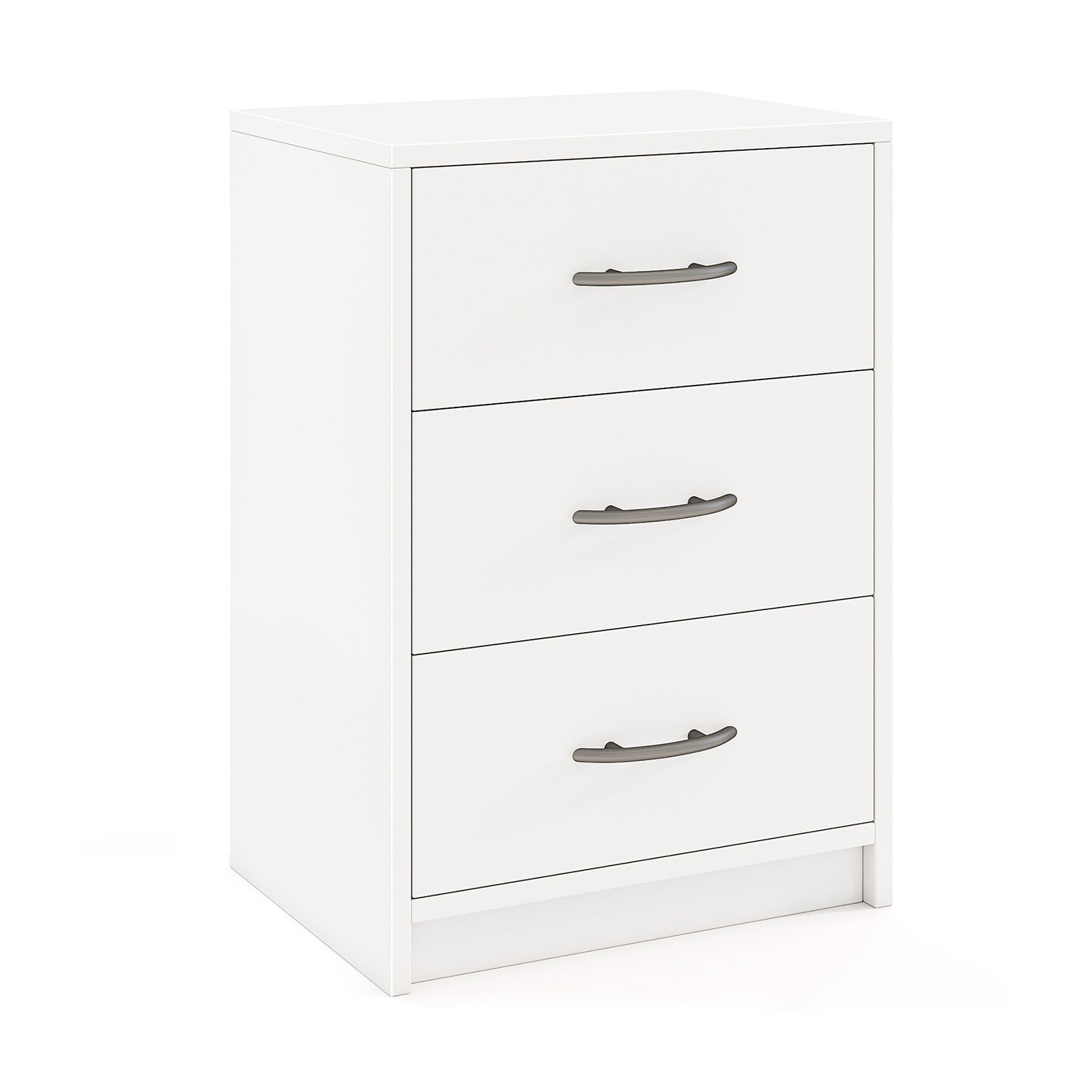 Slickblue 3 Drawer White Engineered Wood Nightstand Bedside Table for Bedroom Living Room or Office Setup