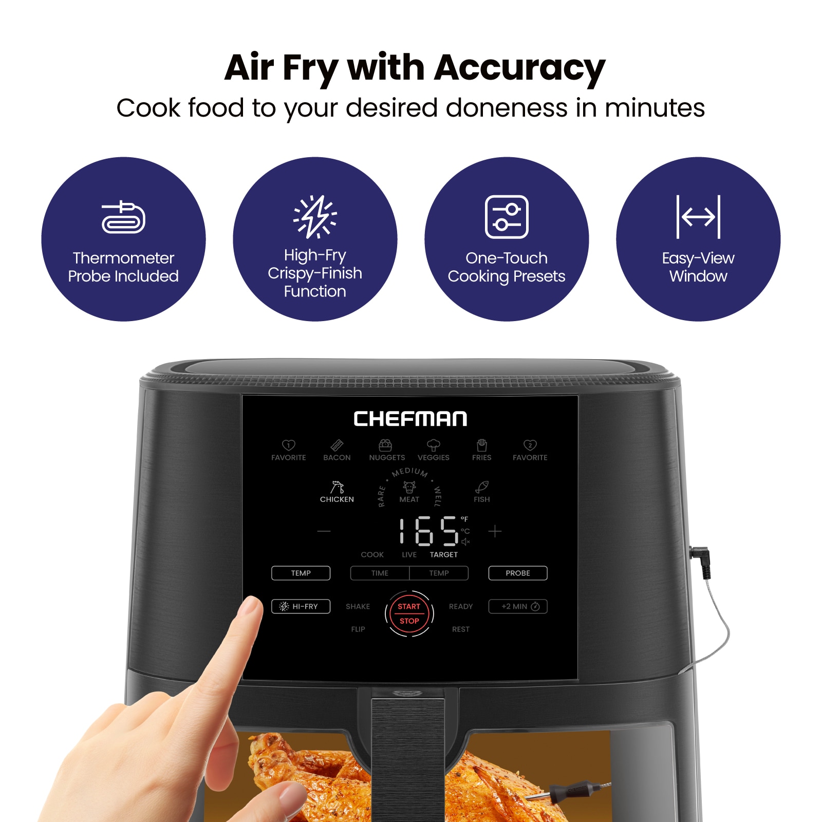  Chefman TurboFry Touch 8 Quart Air Fryer w/ XL Viewing