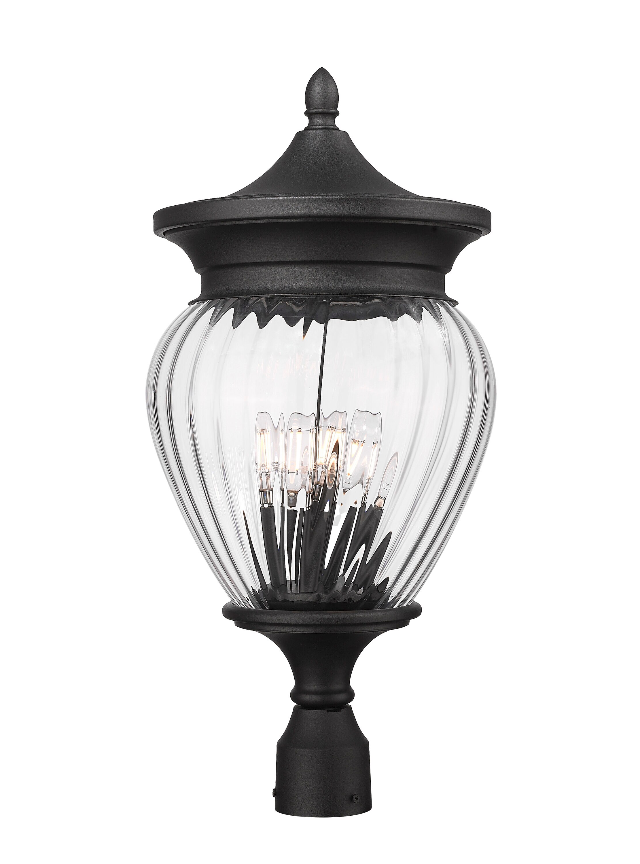 Z-Lite 5016PHBR-BK Davina 25.25-Inches Black Traditional Outdoor Light post lantern