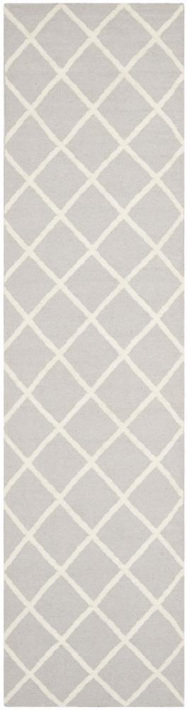 Safavieh DHU565G-210 Dhurries Hara 2 x 10 (ft) Wool Gray/Ivory Rectangular Indoor Trellis Coastal Runner rug