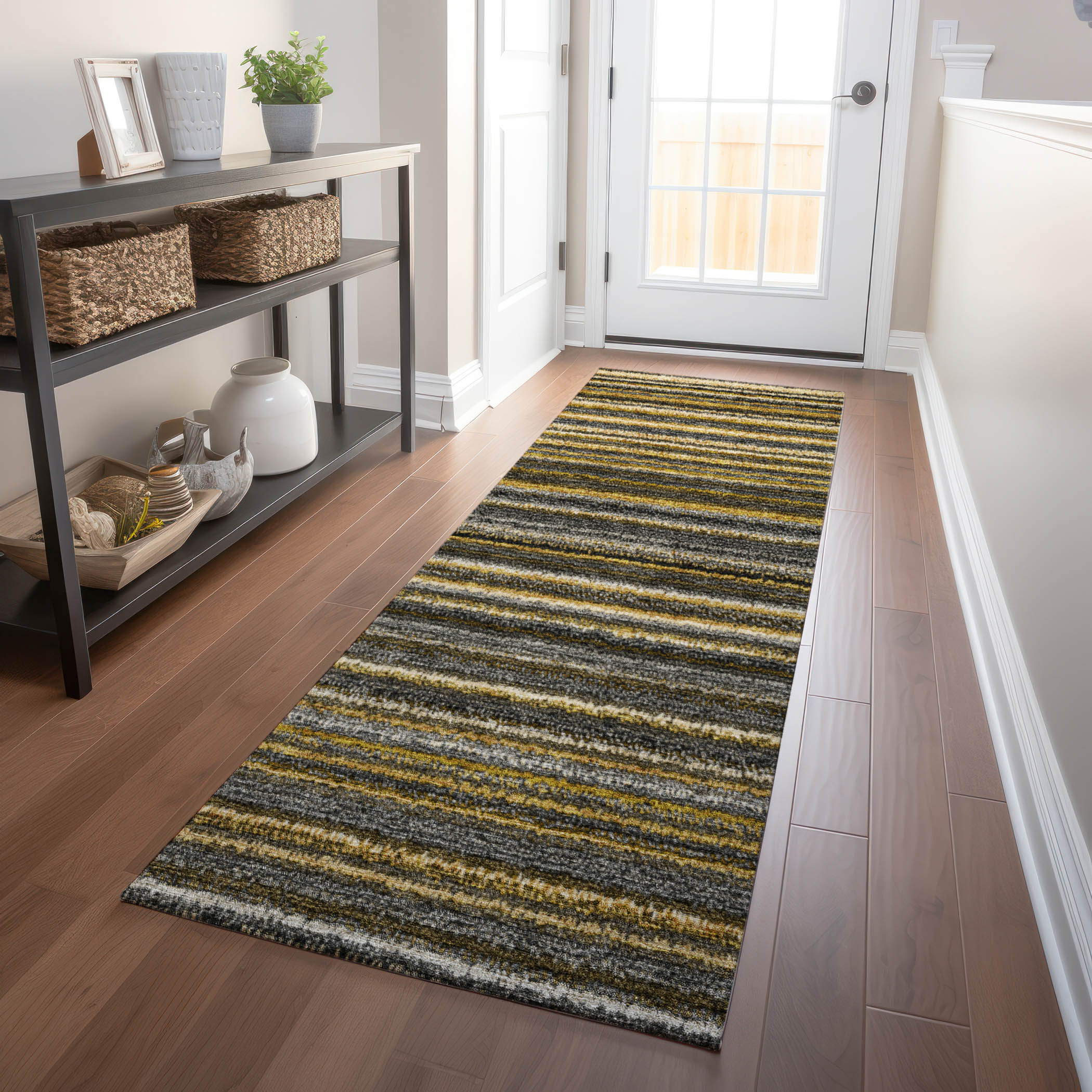 Addison Rugs ACN598GO2X8 Chantille ACN598GO 2 x 7 (ft) Polyester Gold Rectangular Indoor/Outdoor Abstract Machine washable Runner rug