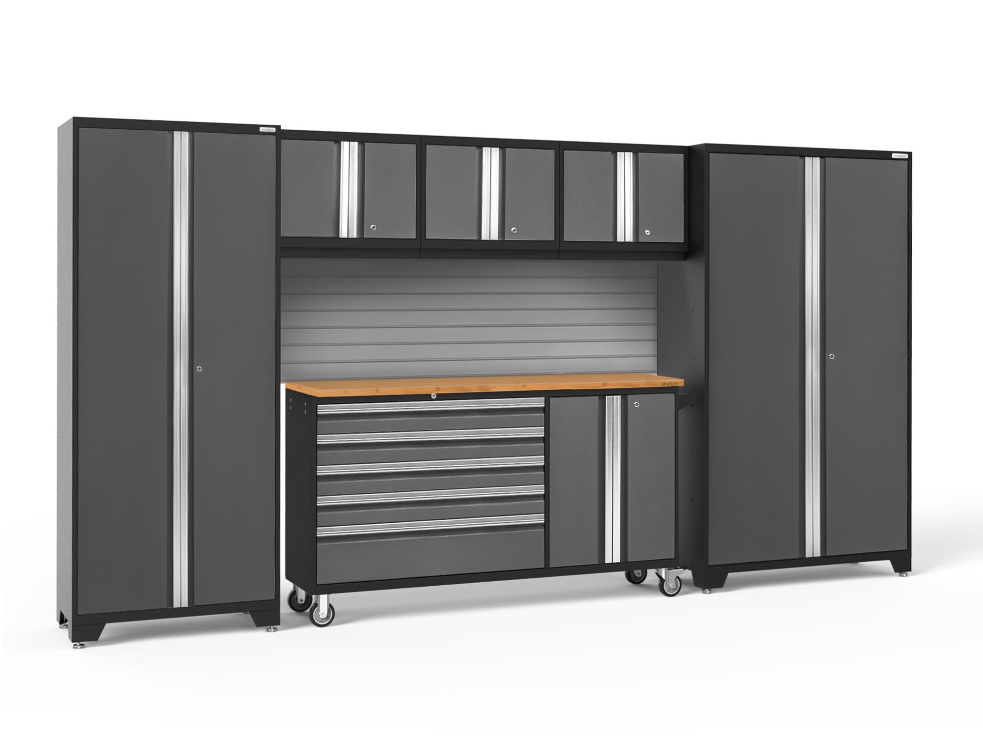 6-Cabinets Steel Garage Storage System in Charcoal Gray (144-in W x 77.25-in H) | - NewAge Products 50488