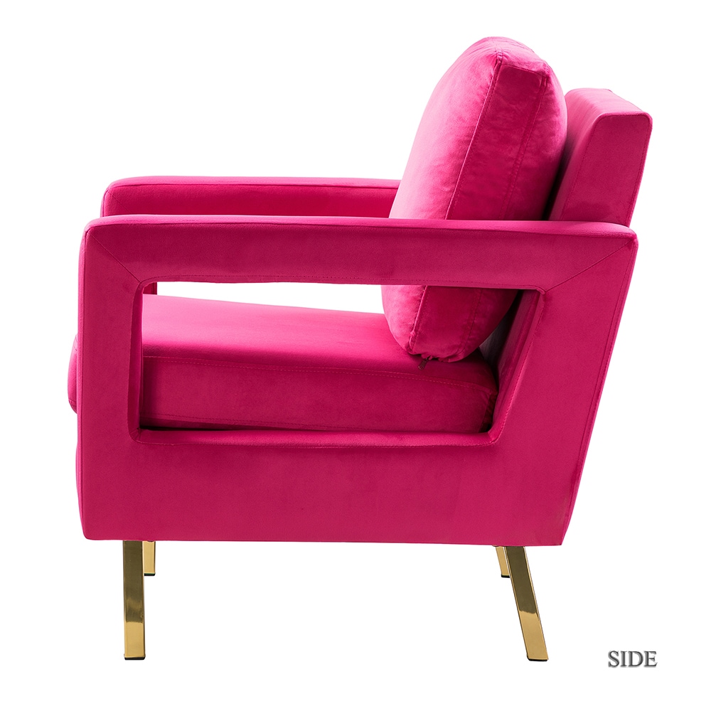 Fuchsia Velvet Accent Chair with Gold Metal Legs