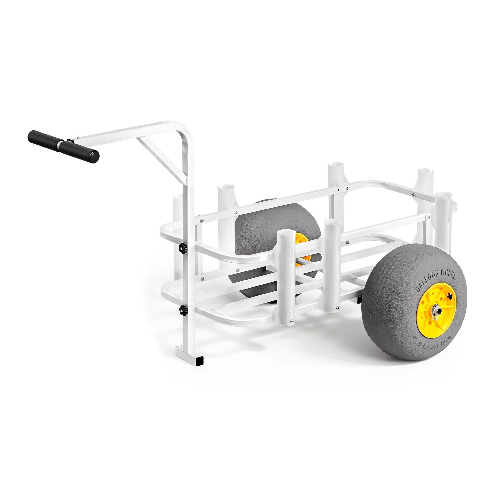VEVOR Beach Fishing Cart 200 lbs Load Capacity Foldable Fishing Cart with Heavy-Duty Carbon Steel Frame 13-Inch All-Terrain PU Balloon Tires 7 Rod Holders for Outdoor Activities Camping Picnic