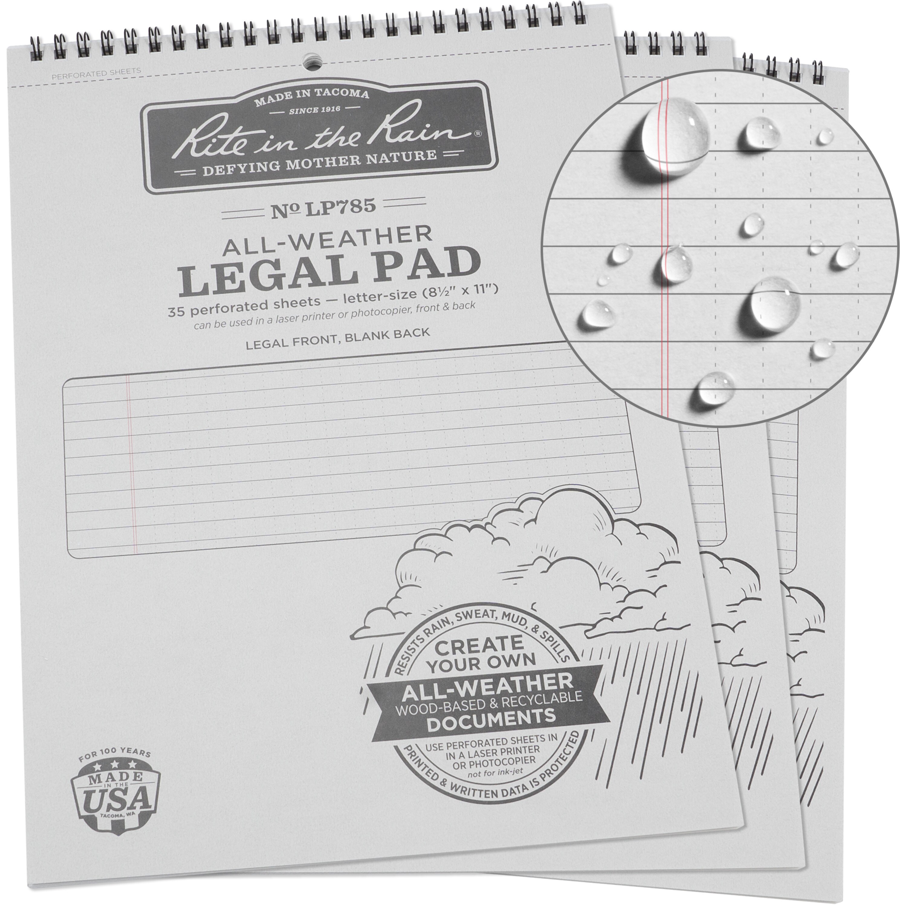 Rite in the Rain LP785X3 3-Pack Gray Legal Notepad