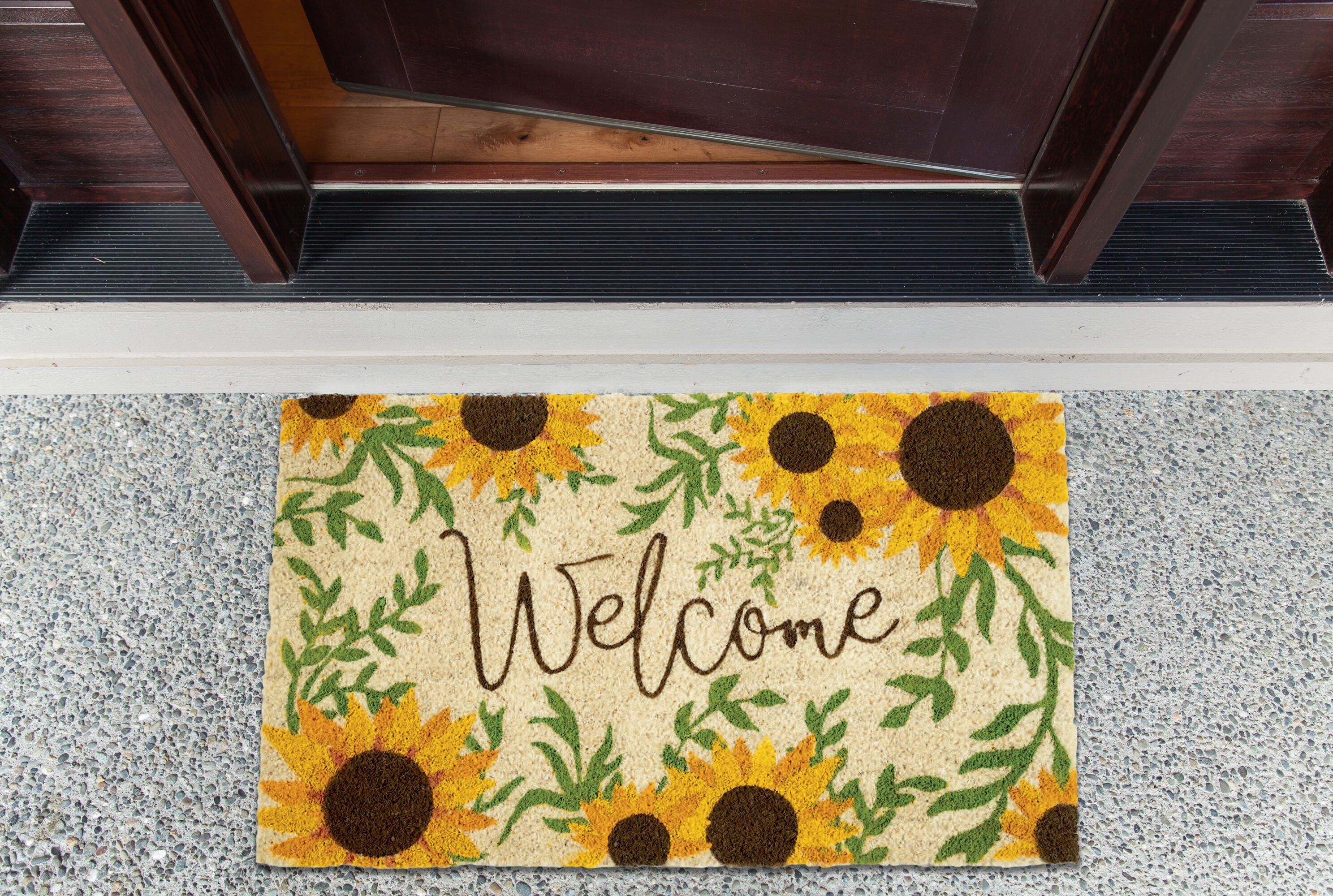 DII 2-ft x 3-ft Sunflower Welcome Coir/Vinyl Rectangular Indoor or ...