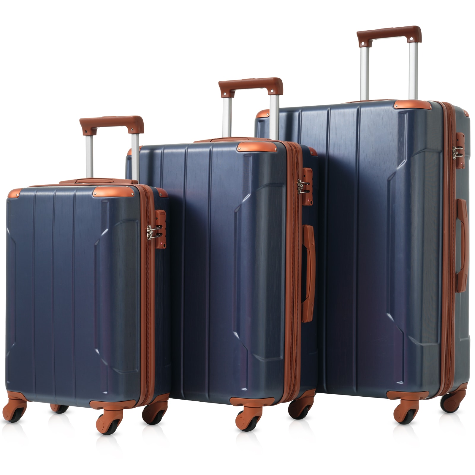 Flynama L-P170219M 18.5'' x 11.6'' x 29.5'' Inky Blue Plastic Hardshell Suitcase set
